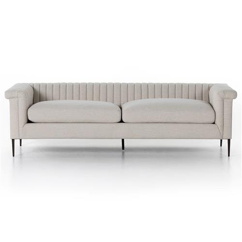 Covey 92" Cream Upholstered Tufted Sofa