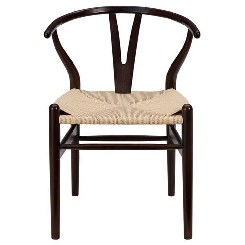 Peyton Coastal Beige Woven Rush Wishbone Side Chair Set