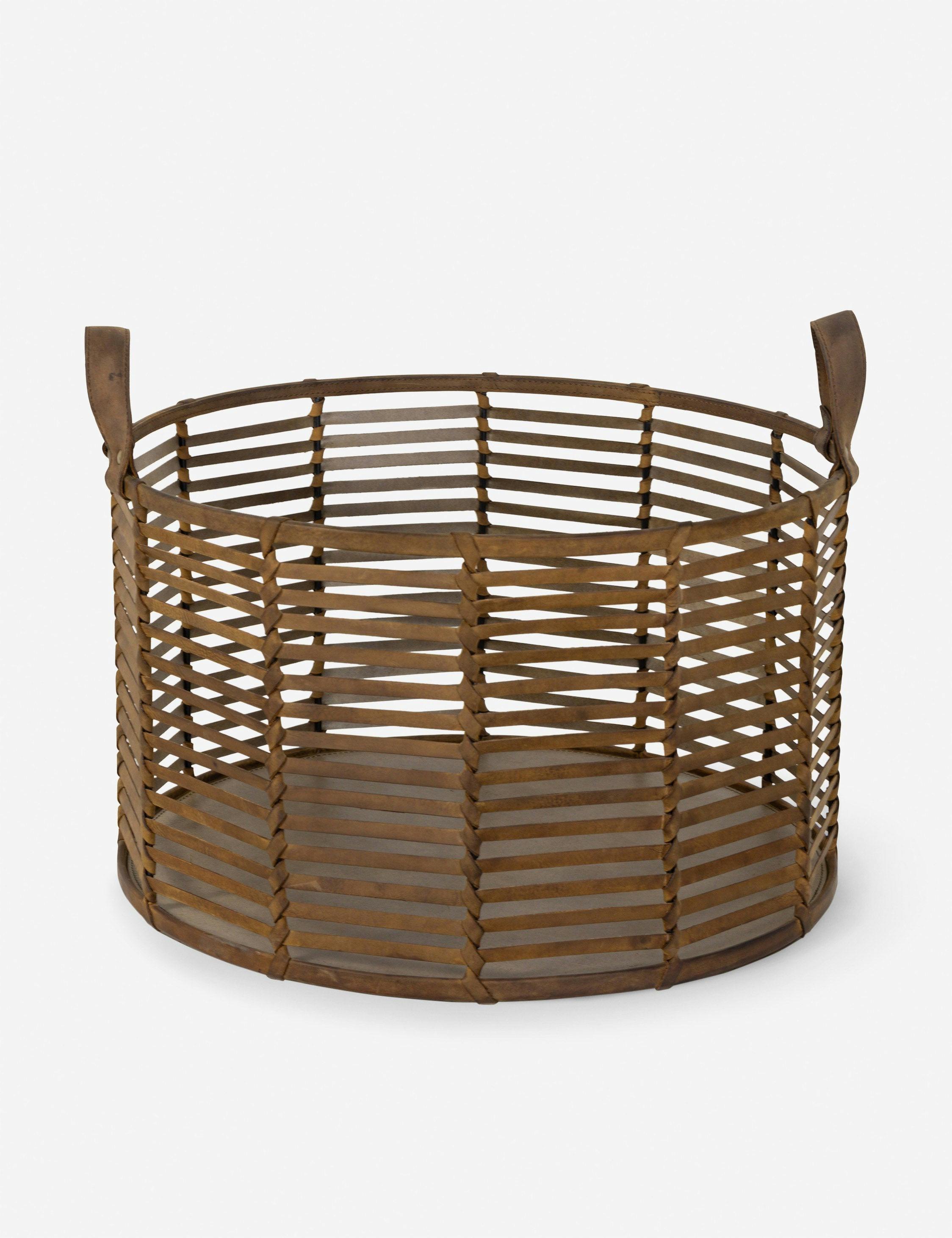Finn Large Handwoven Natural Leather Storage Basket