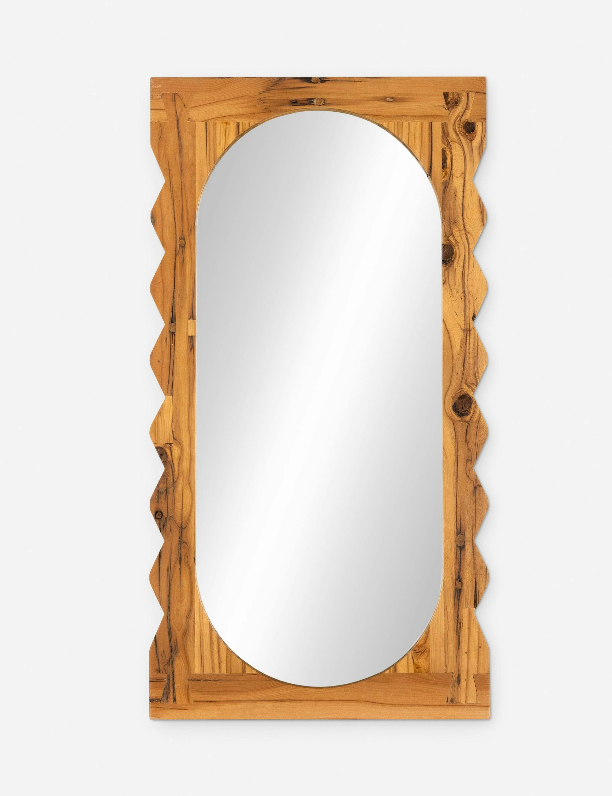 Brâncuși Inspired Elliptical Natural Reclaimed Pine Floor Mirror