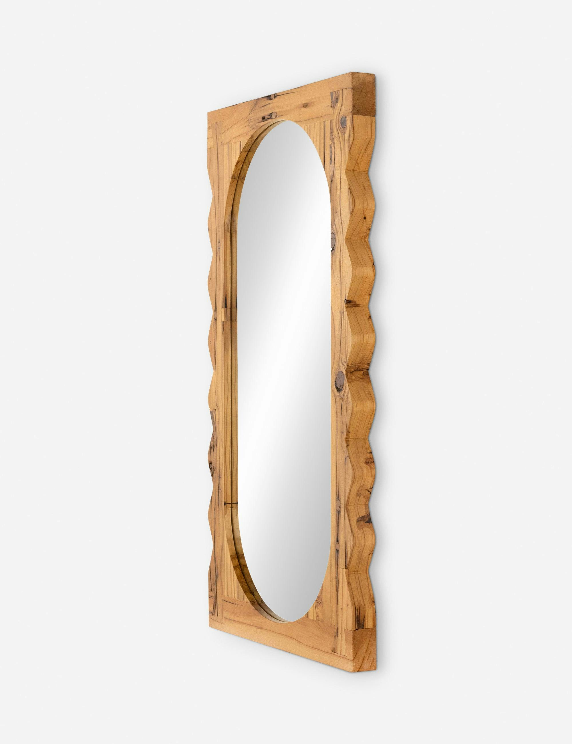 Brâncuși Inspired Elliptical Natural Reclaimed Pine Floor Mirror