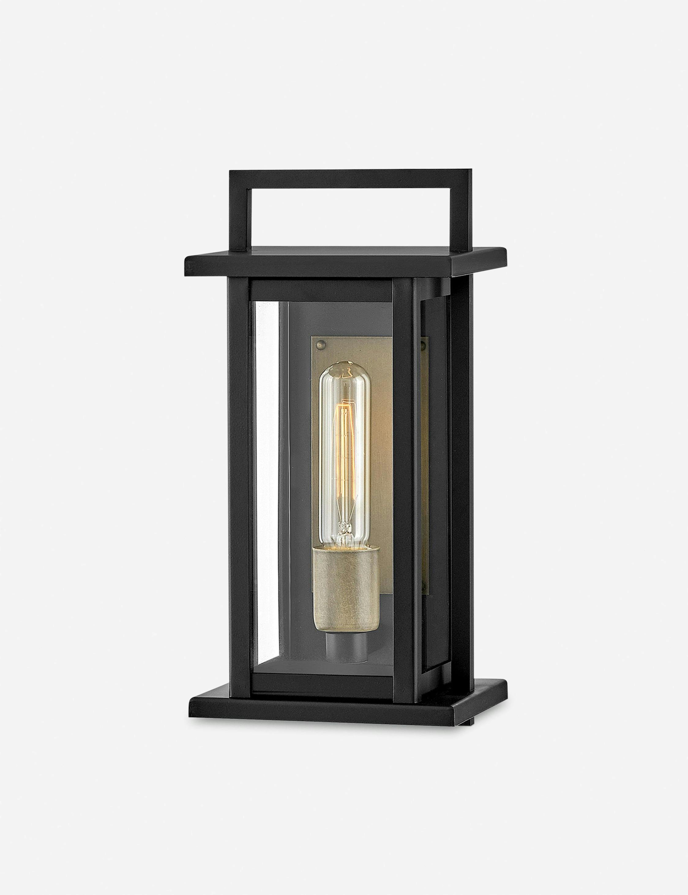 Langston Sleek Black and Bronze Outdoor Sconce with Clear Glass