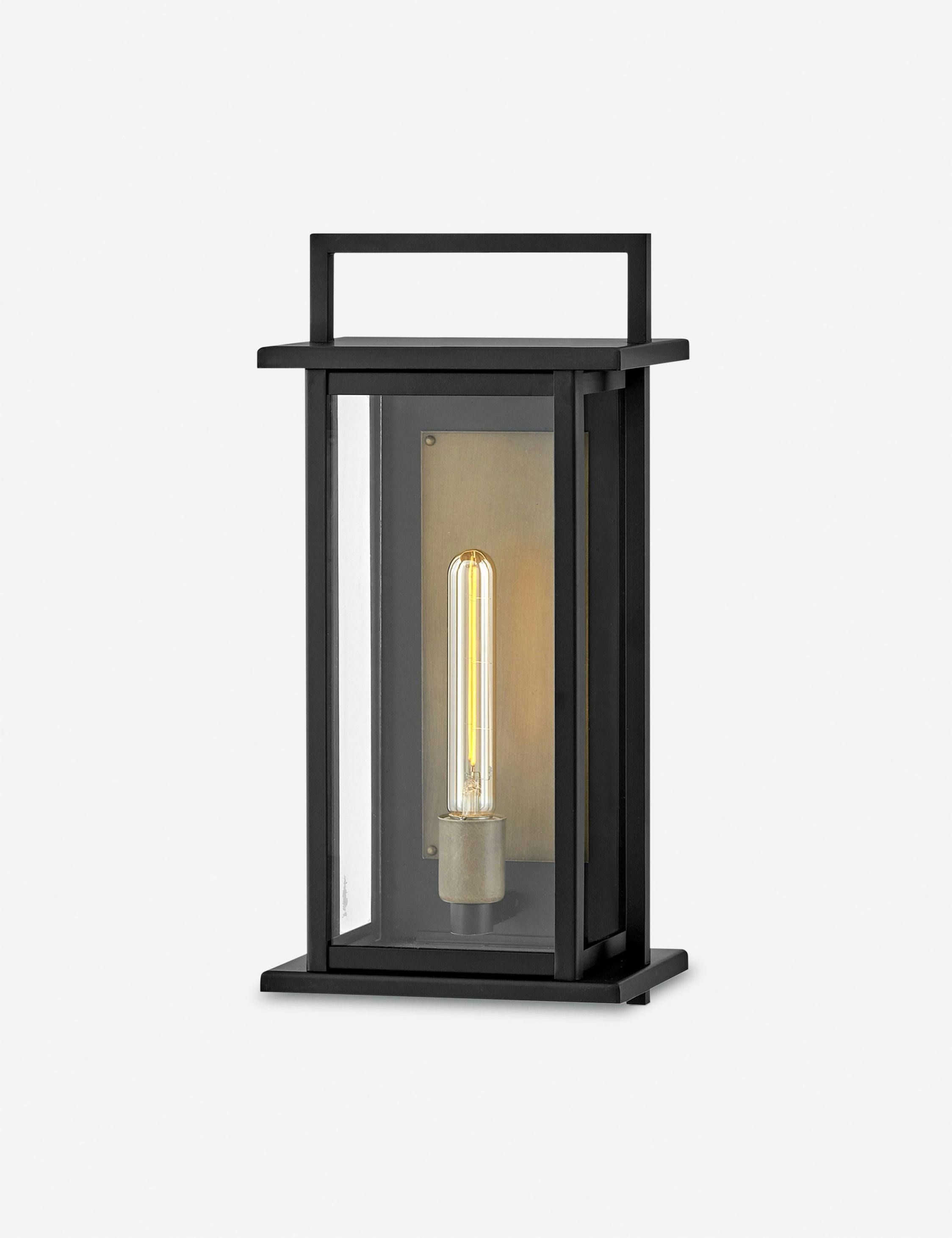 Langston Black and Burnished Bronze Outdoor Lantern Wall Sconce