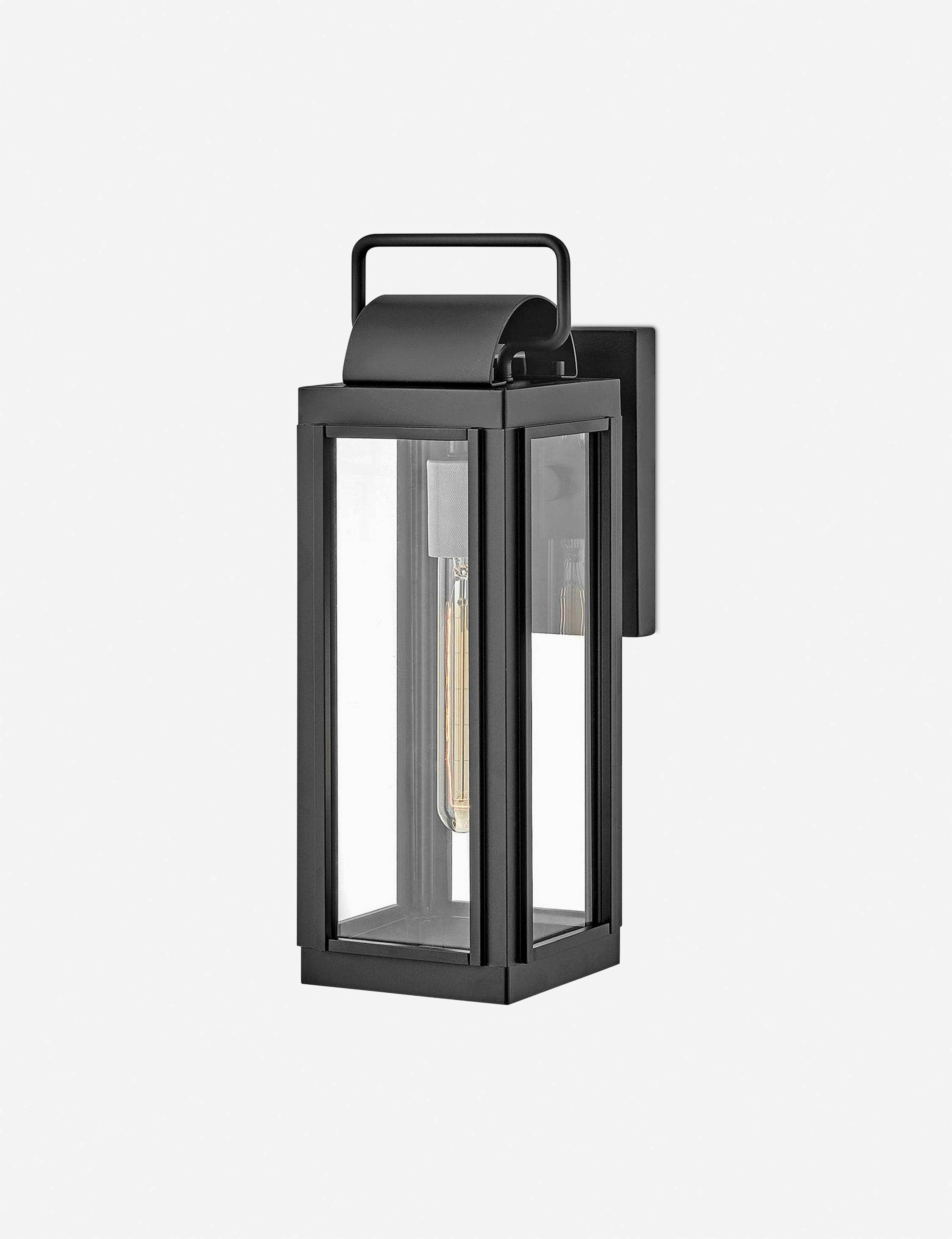 Sag Harbor Dimmable Black Lantern Wall Sconce with Clear Glass
