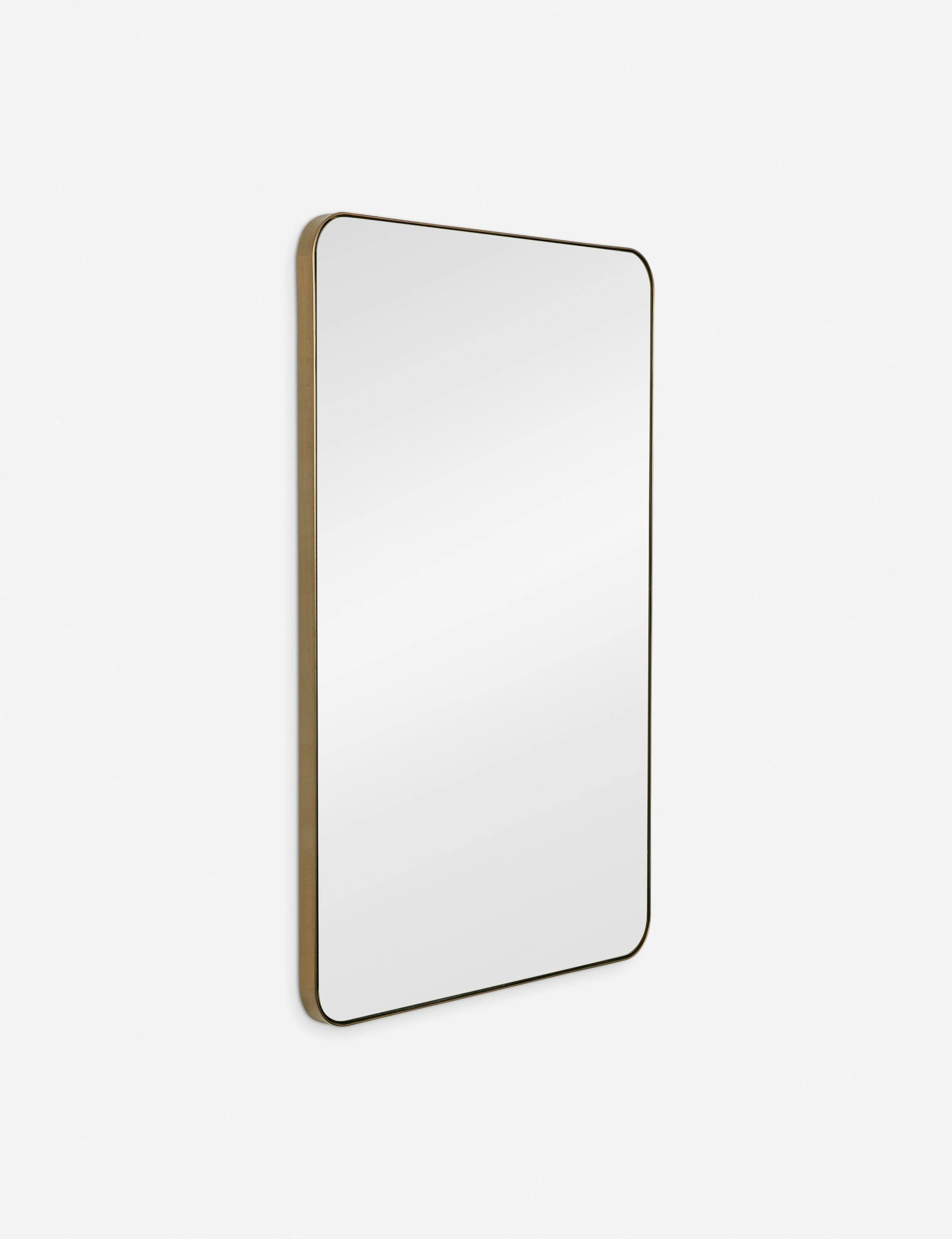 Elegant Rectangular Bronze & Gold Wood Wall Mirror