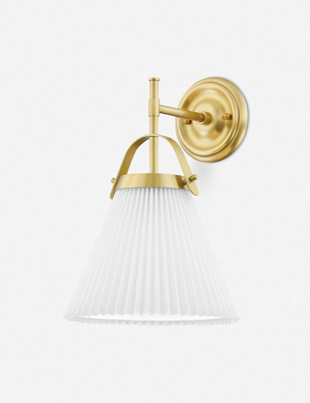 Aldridge Aged Brass and White Linen Single-Light Wall Sconce
