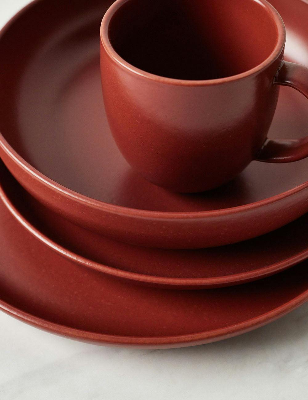 Pacifica Modern Matte Cayenne Ceramic Dinnerware - 5-Piece Set