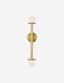 Curvilinear Brass Double Sconce with Dimmable Milk Glass Globes
