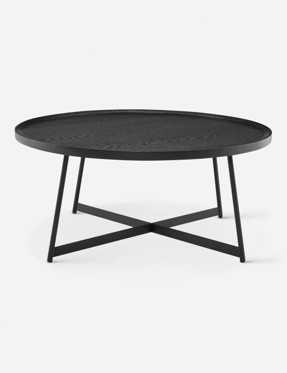 Niklaus 35" Symmetrical Round Coffee Table in Walnut and Black