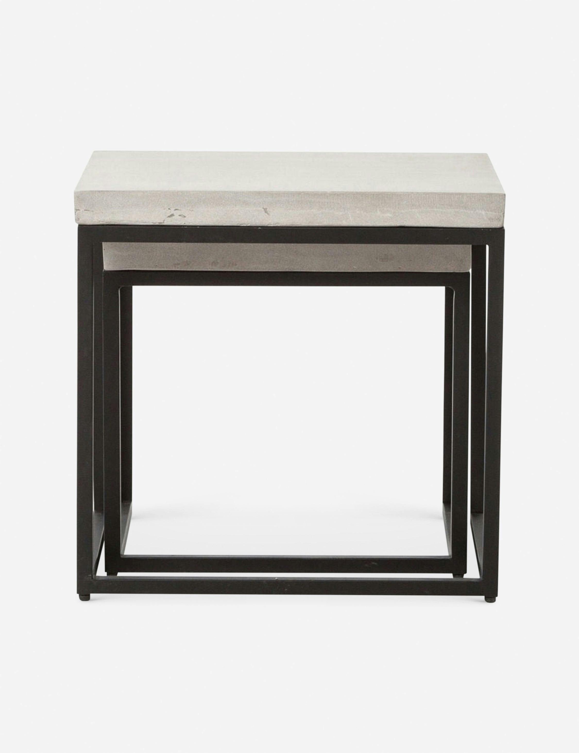 Maximus Square Concrete & Iron Nesting Side Tables Set