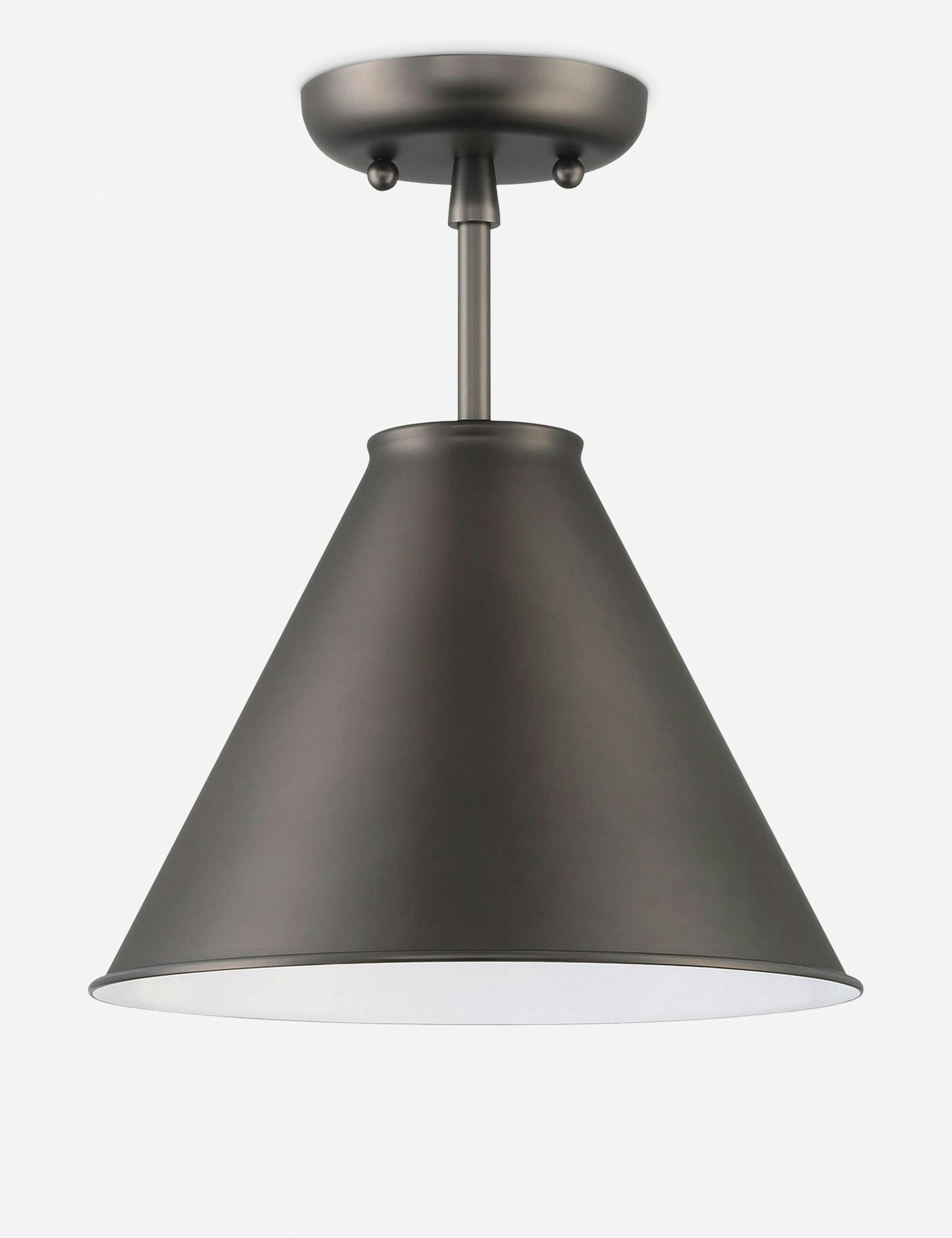 Contemporary Dark Graphite Bronze LED Semi-Flush Mount Light