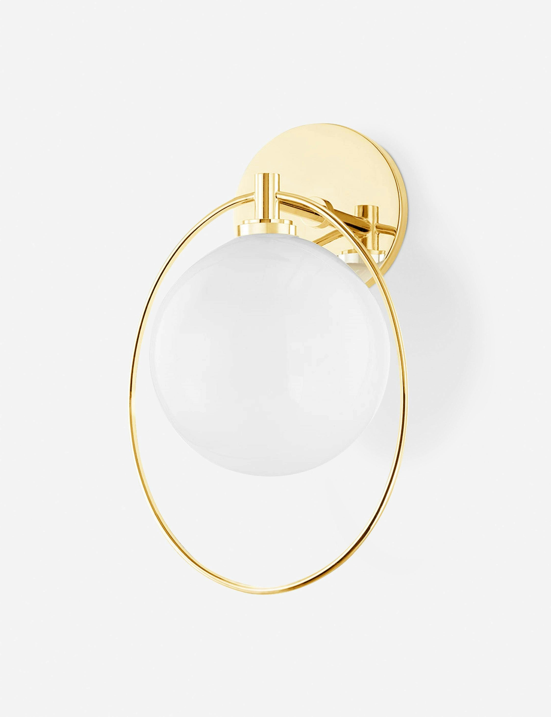 Eloise Aged Brass Dimmable Glass Sconce with Opal Shade