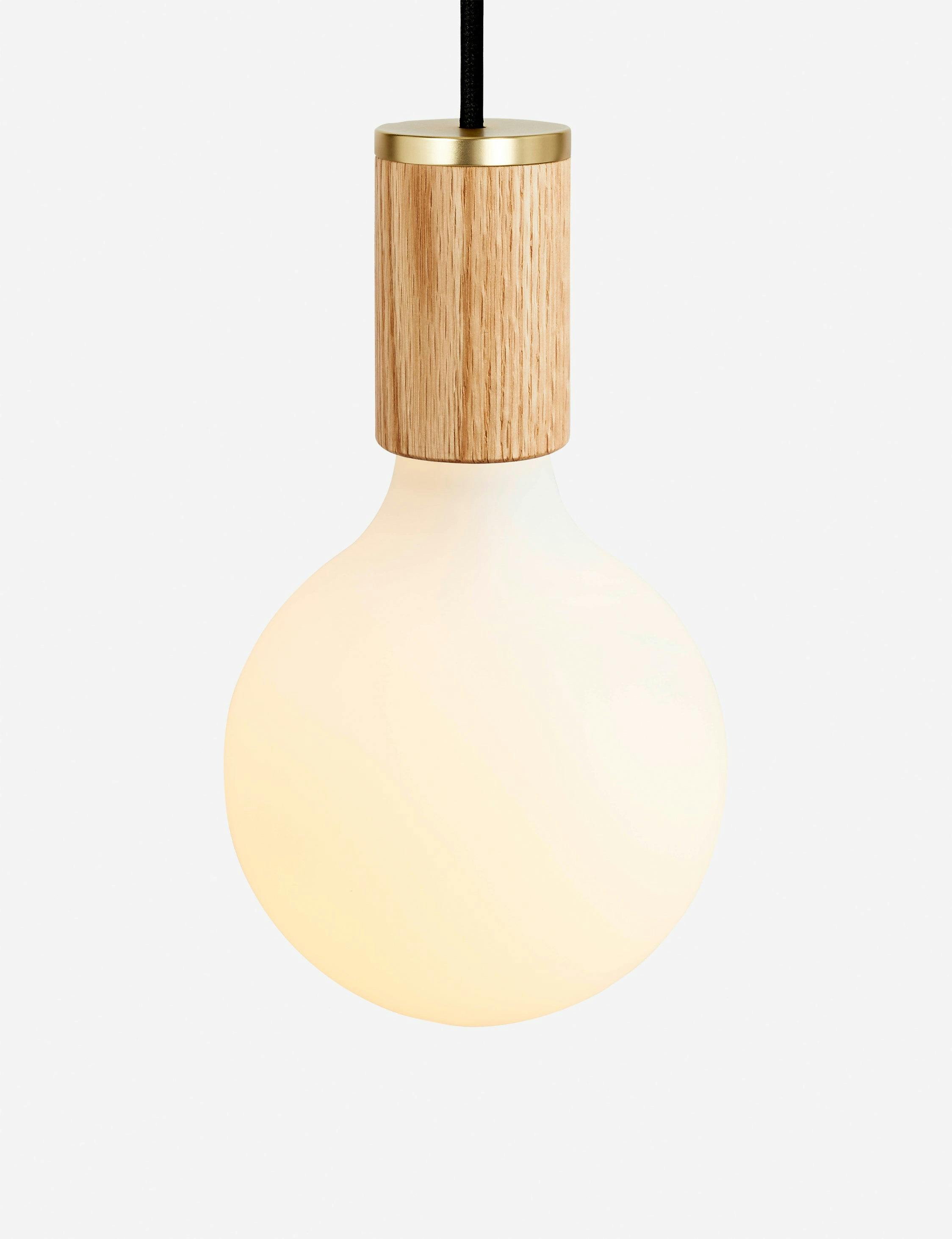 Mini Oak Globe LED Pendant Light with Matte White Glass