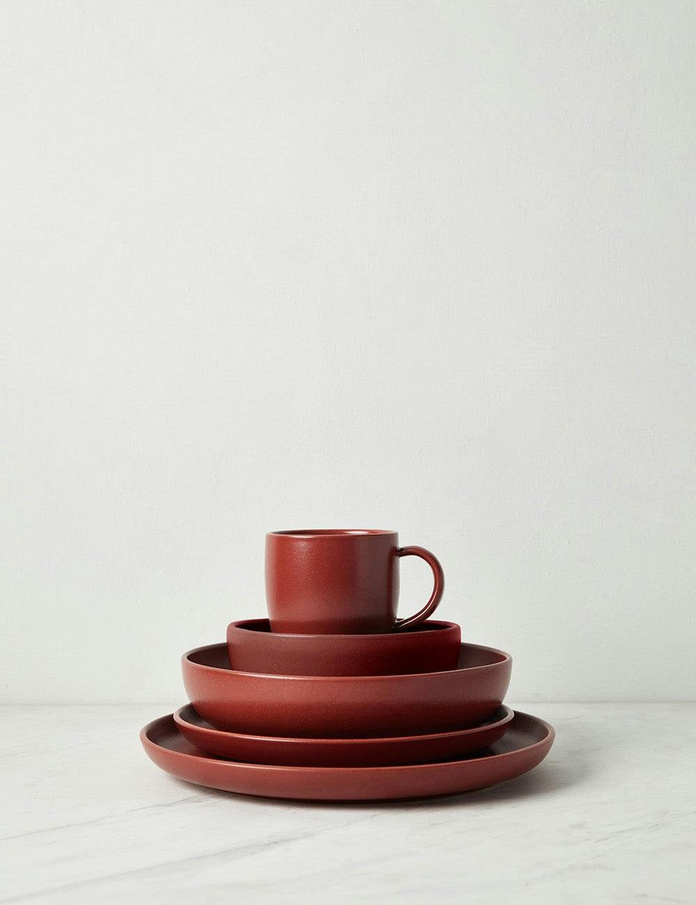 Pacifica Modern Matte Cayenne Ceramic Dinnerware - 5-Piece Set