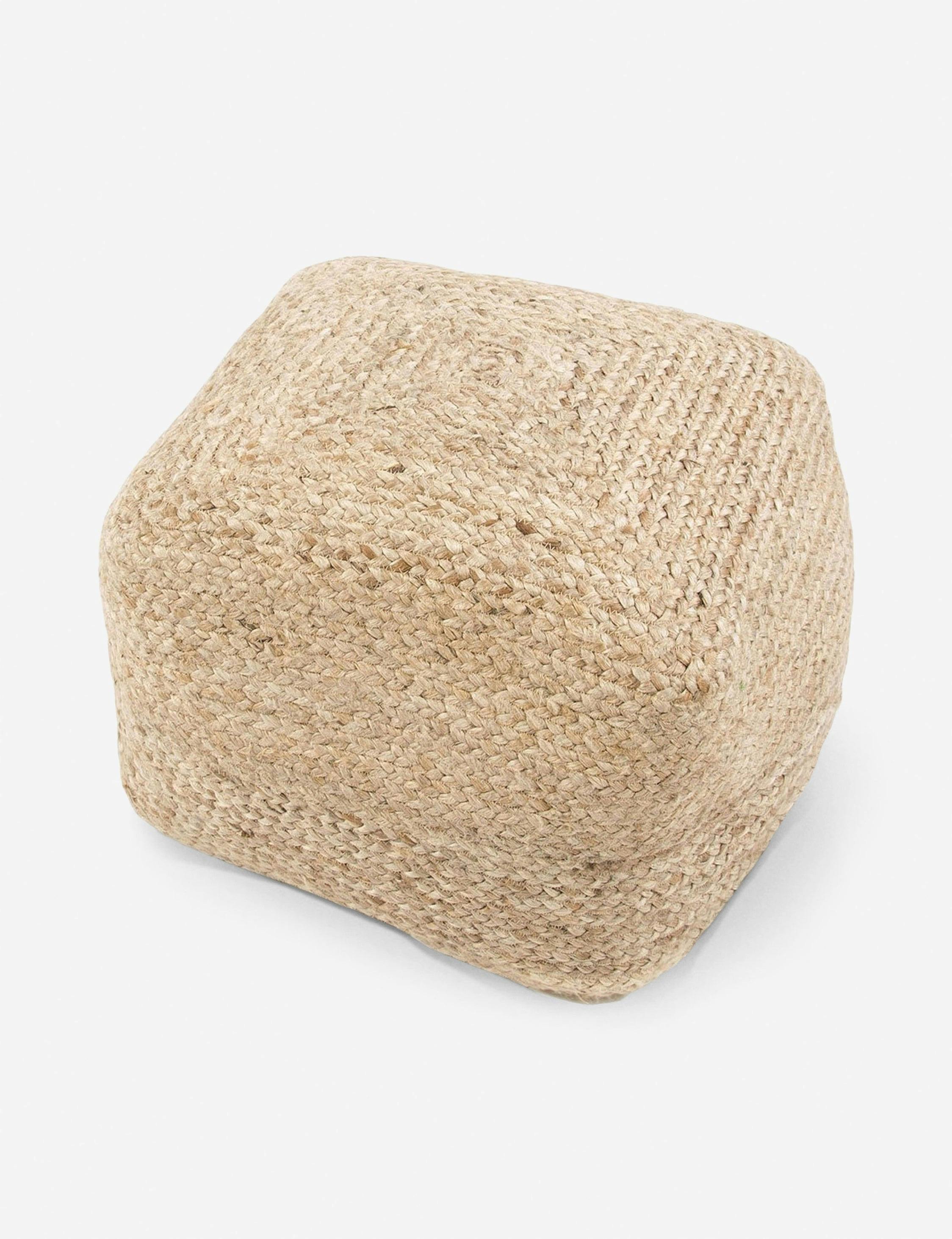Natural Jute Braided 18" Square Pouf for Cozy Spaces