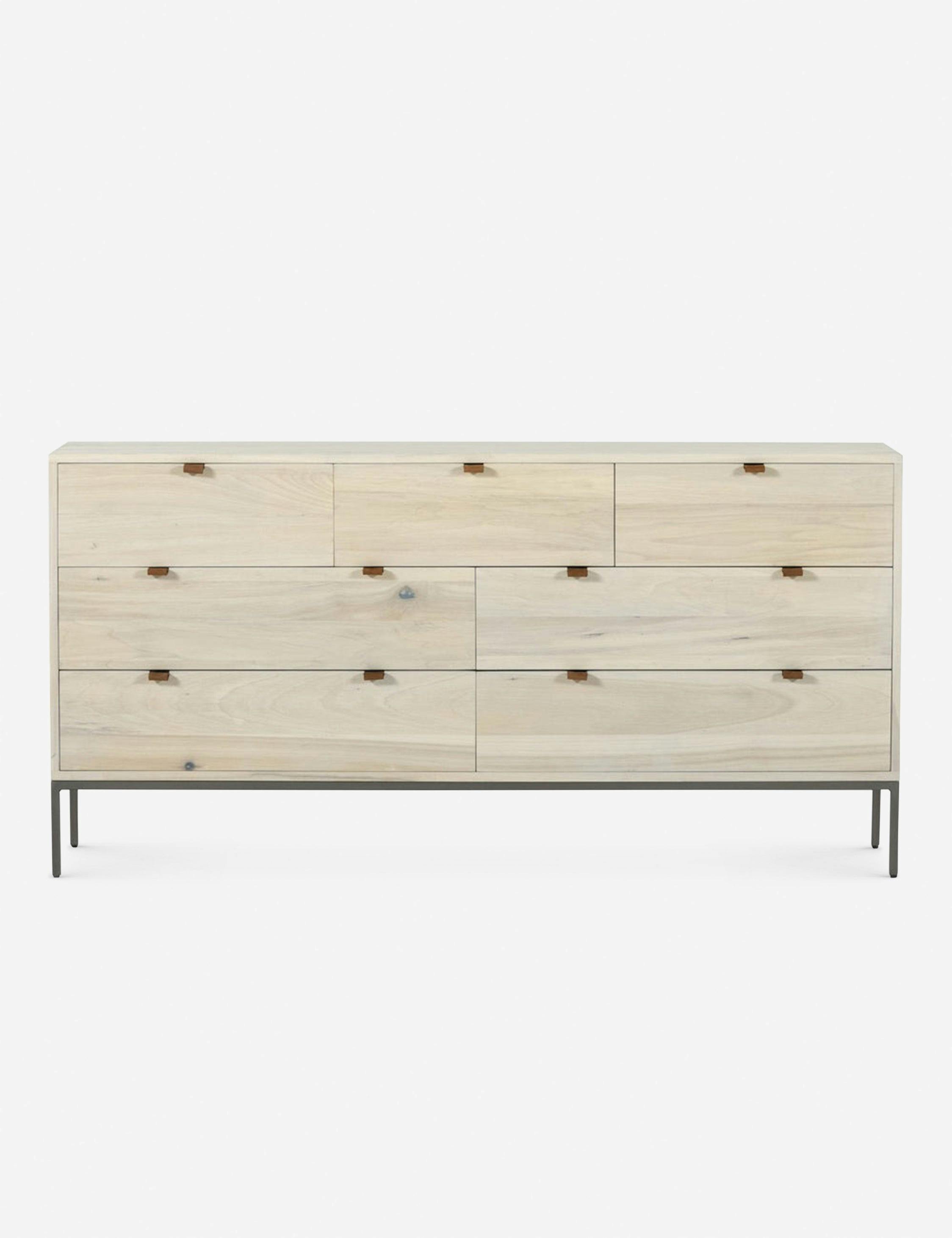 Fulton Double 70'' White Dove Poplar Mid-Century Dresser with Dovetail Drawers