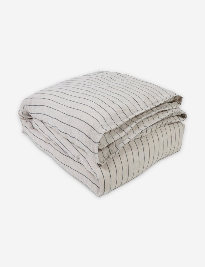 Blake Linen Duvet by Pom Pom at Home - Flax and Midnight / Queen