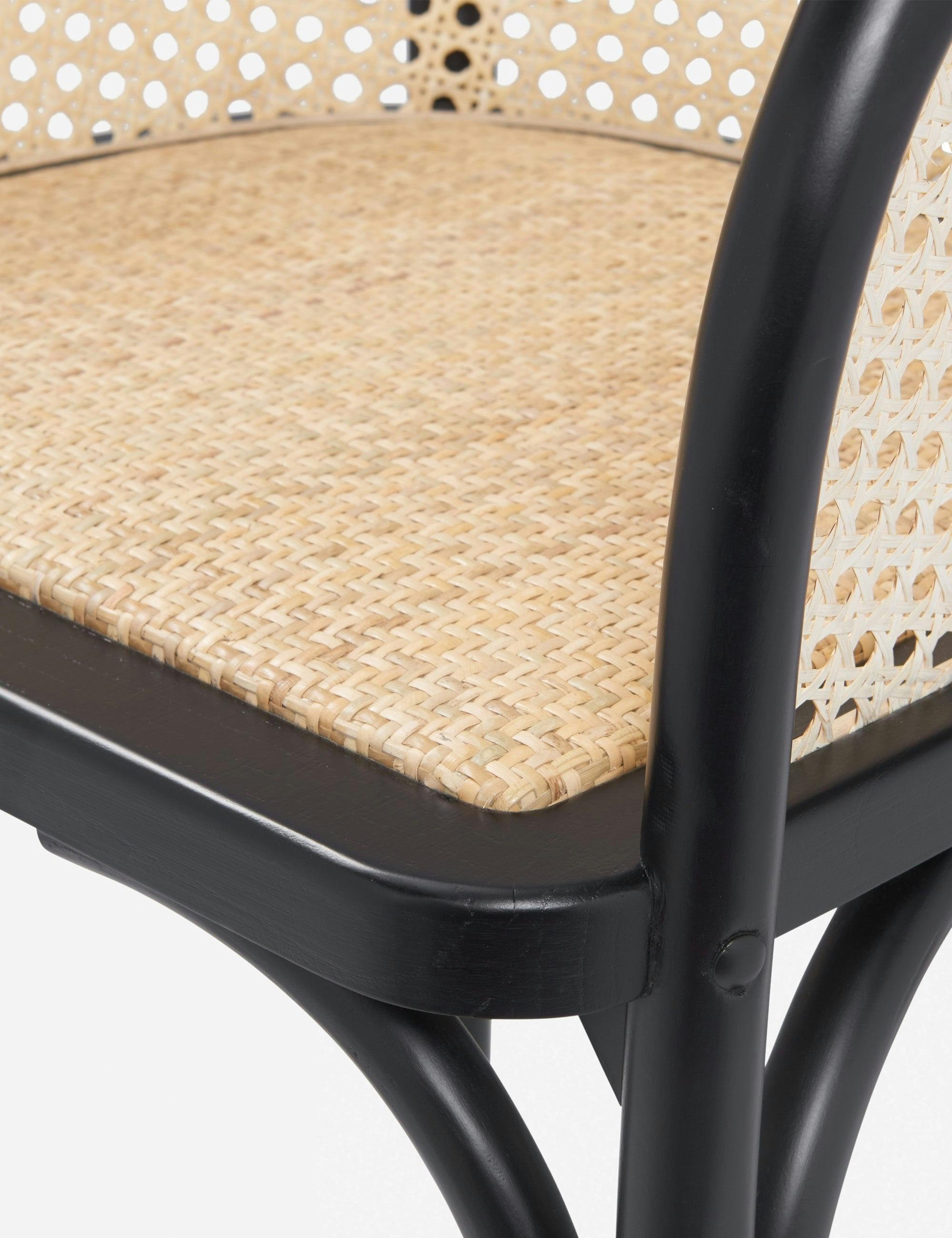 Summer Black Wood and Natural Rattan Dining Chair