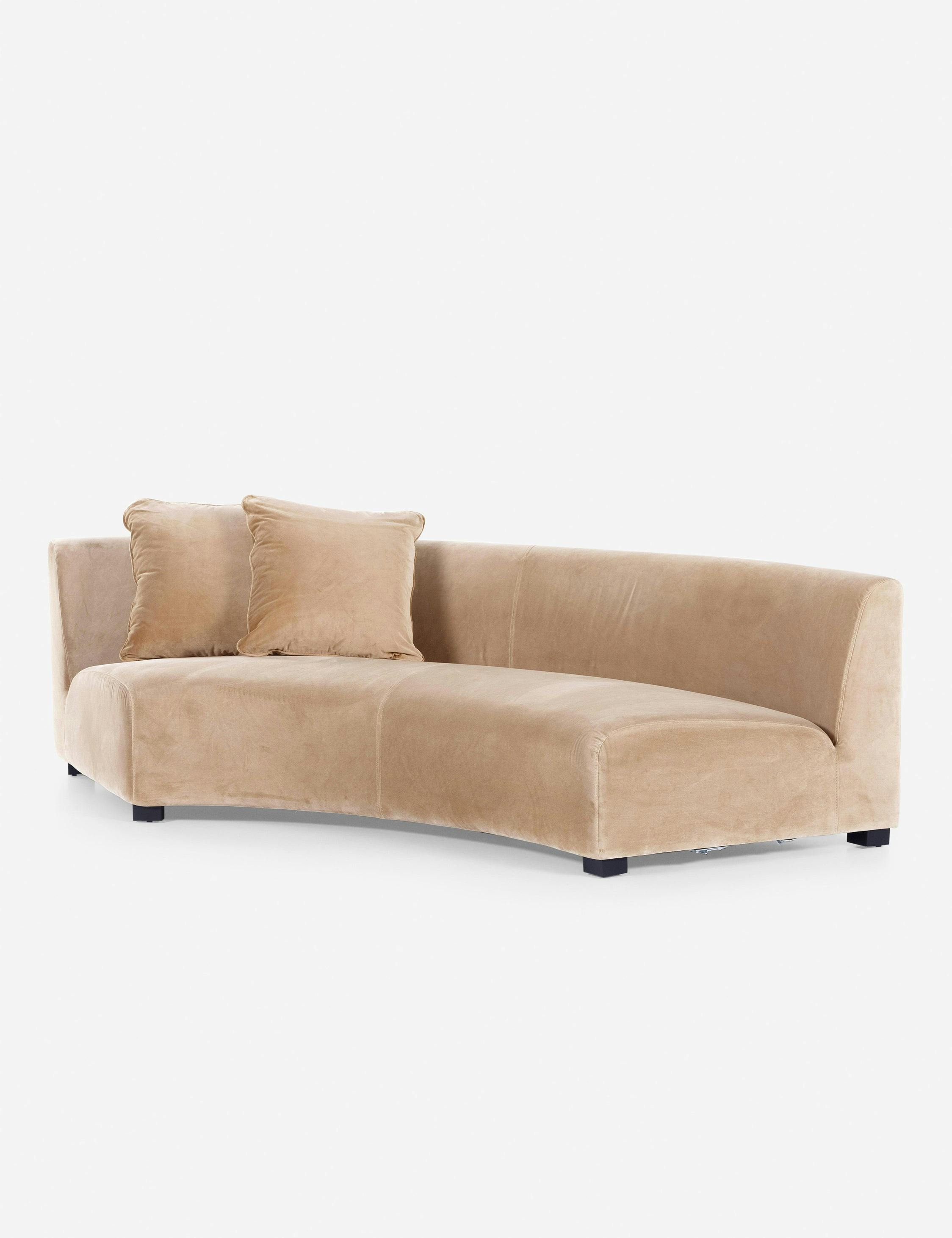 Saban Left-Facing Camel Velvet Curved Sofa