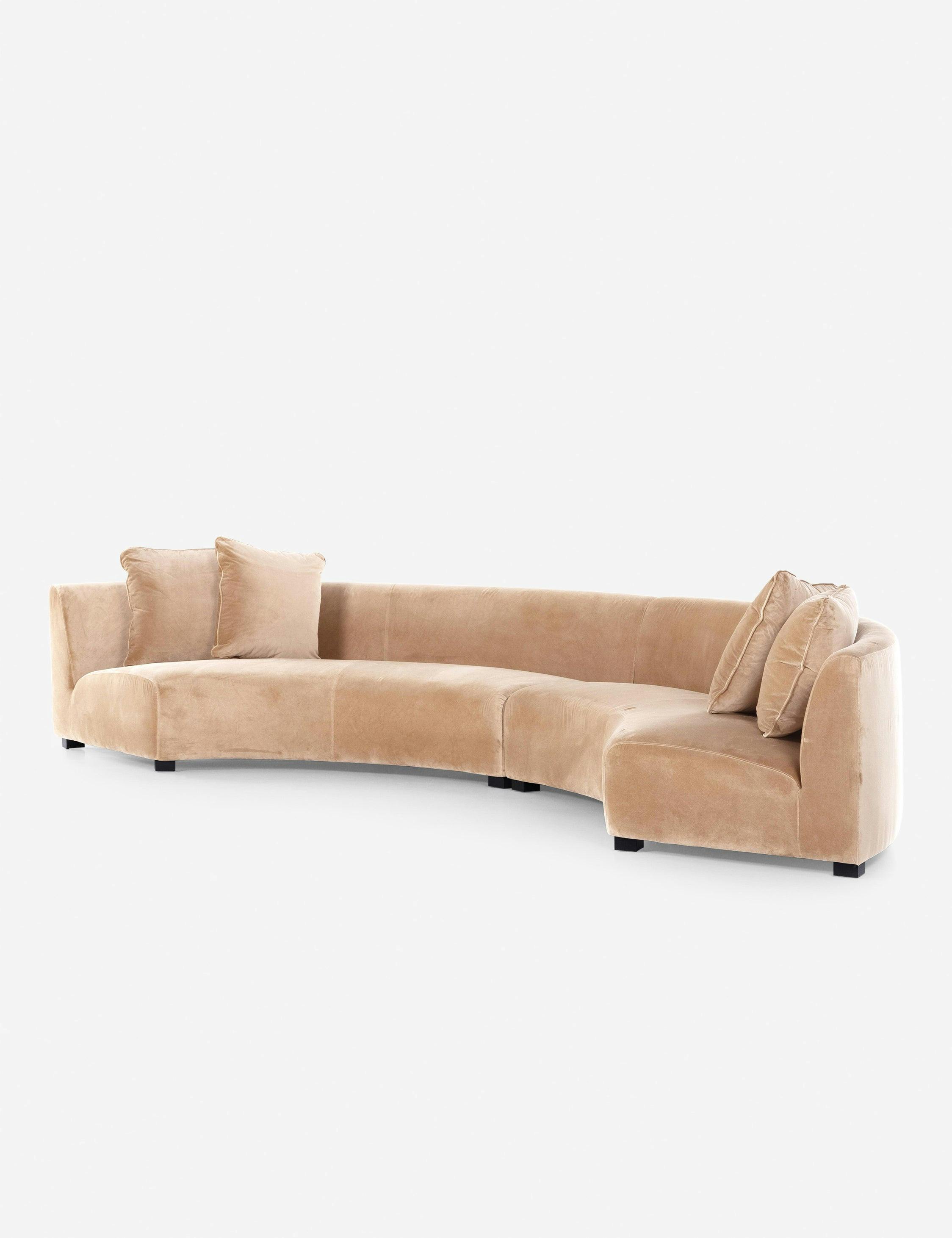Saban 2-Piece Curved Sectional Sofa - Camel Velvet