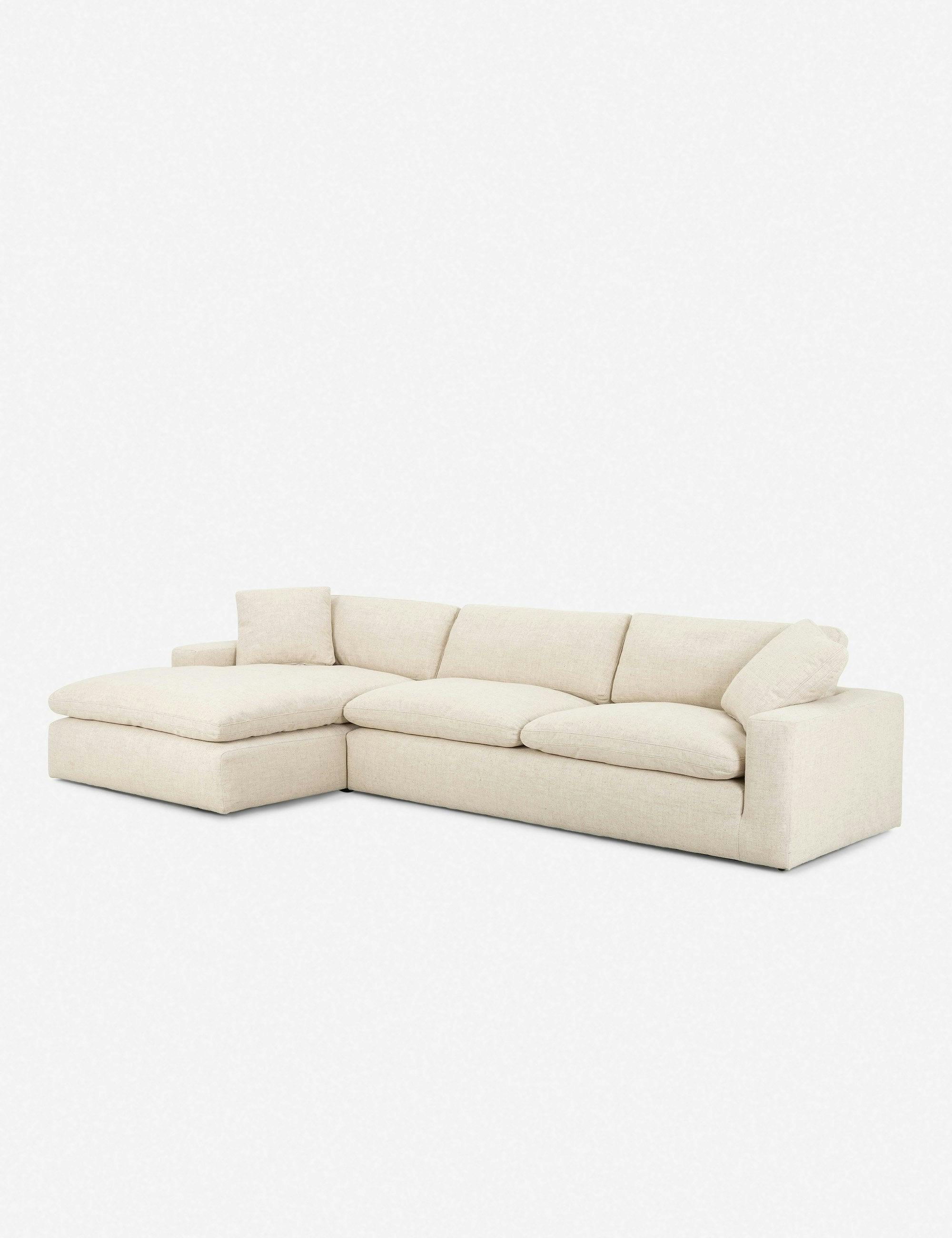Rita 137"W Cream Left-Facing 2-Piece Sectional Sofa