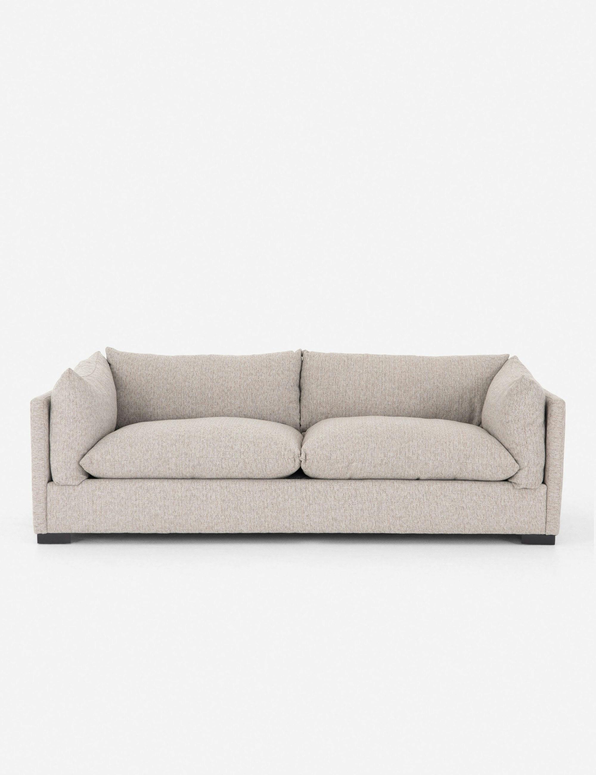 Beige Casual Comfort 90" Cotton Blend Sofa with Track Arms