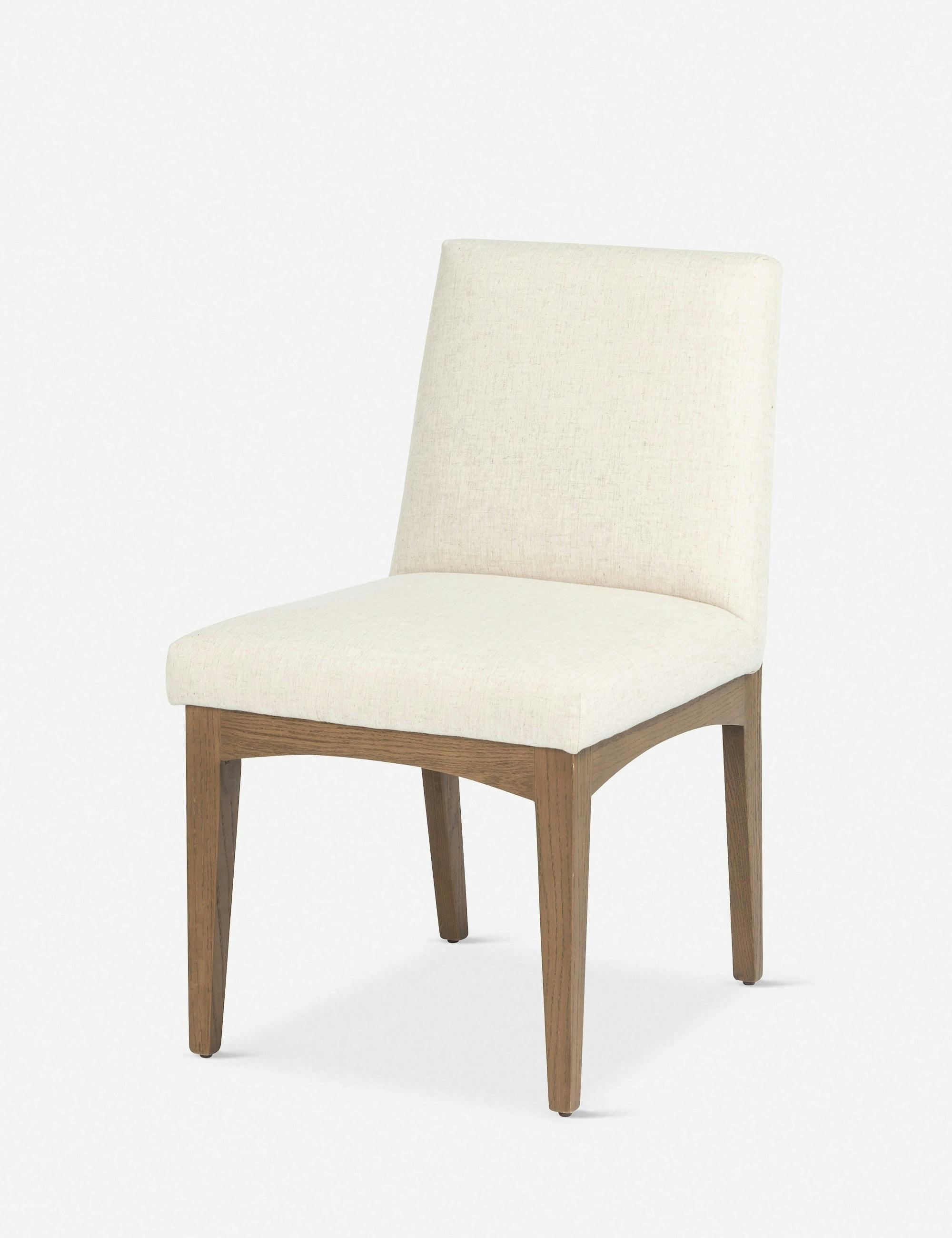 Ivey White Performance Upholstered Brown Oak Dining Chair
