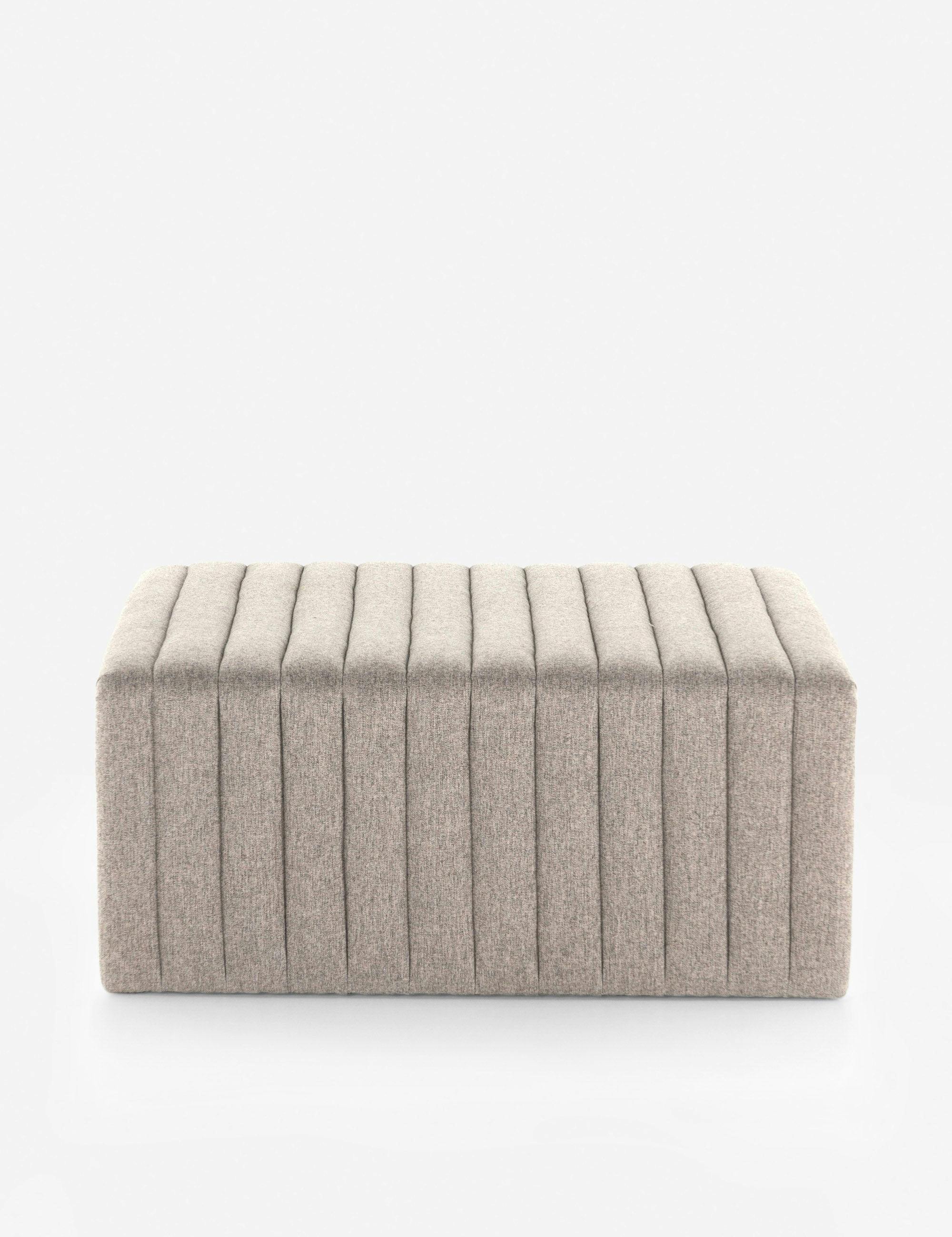 Gavin Heather Gray Tufted Large Square Ottoman