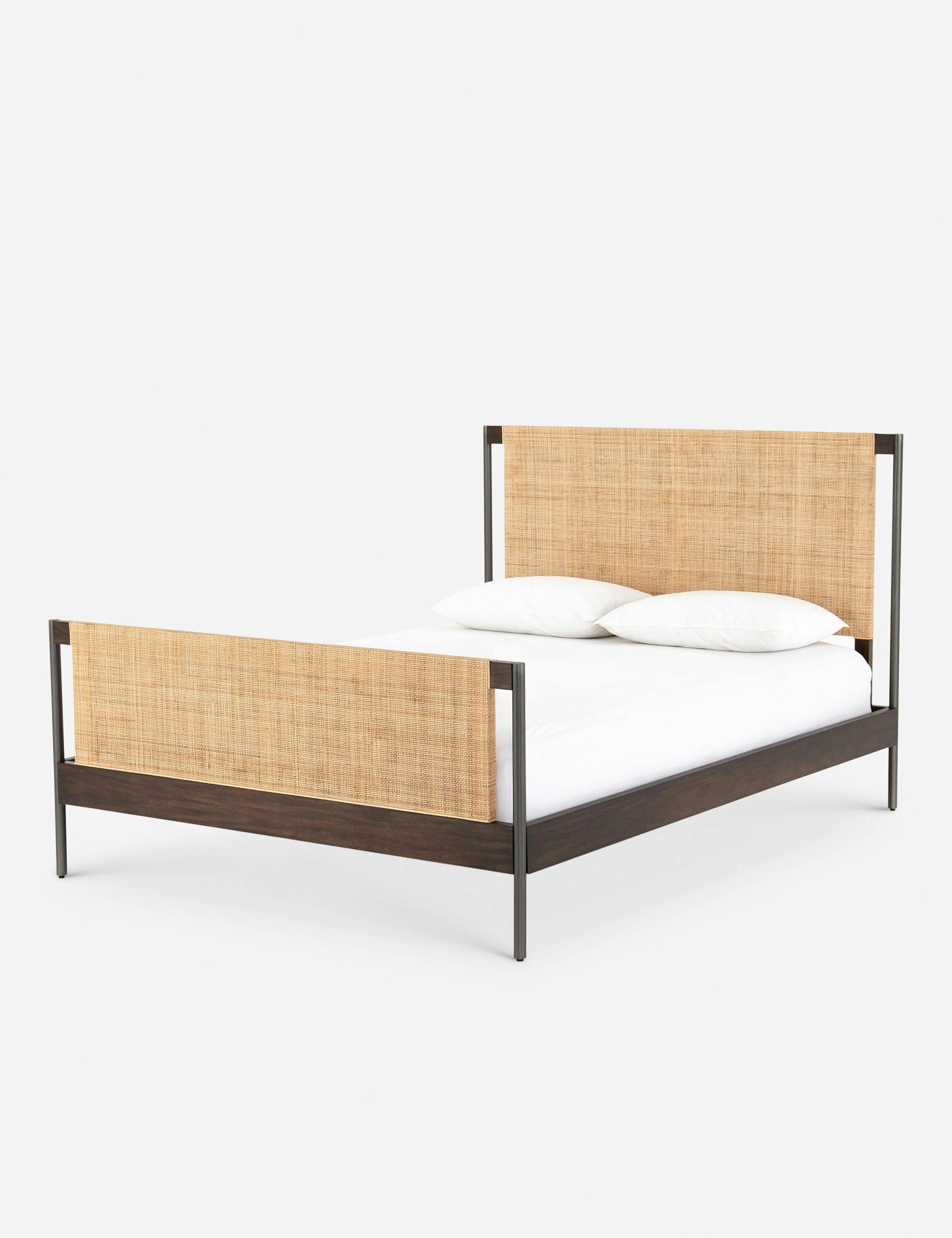 Callahan King-Sized Platform Bed with Woven Cane Headboard