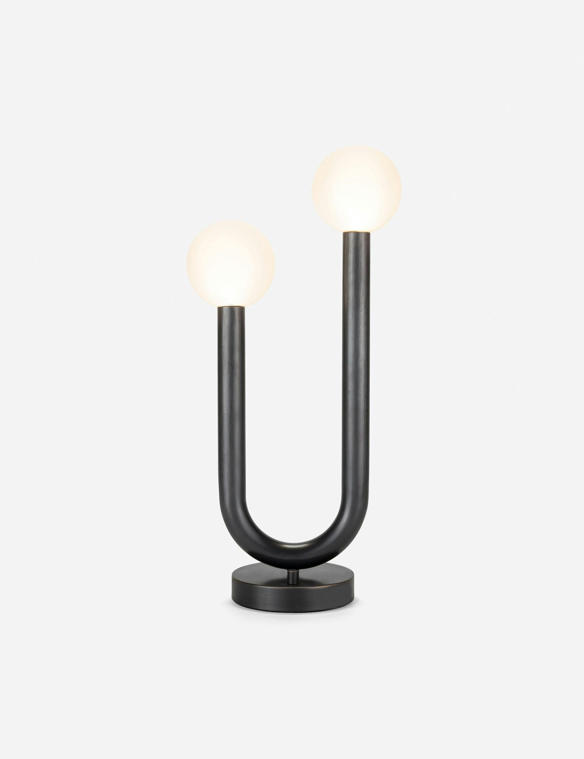 Happy Dual-Light Table Lamp in Oil Rubbed Bronze with Matte Globes