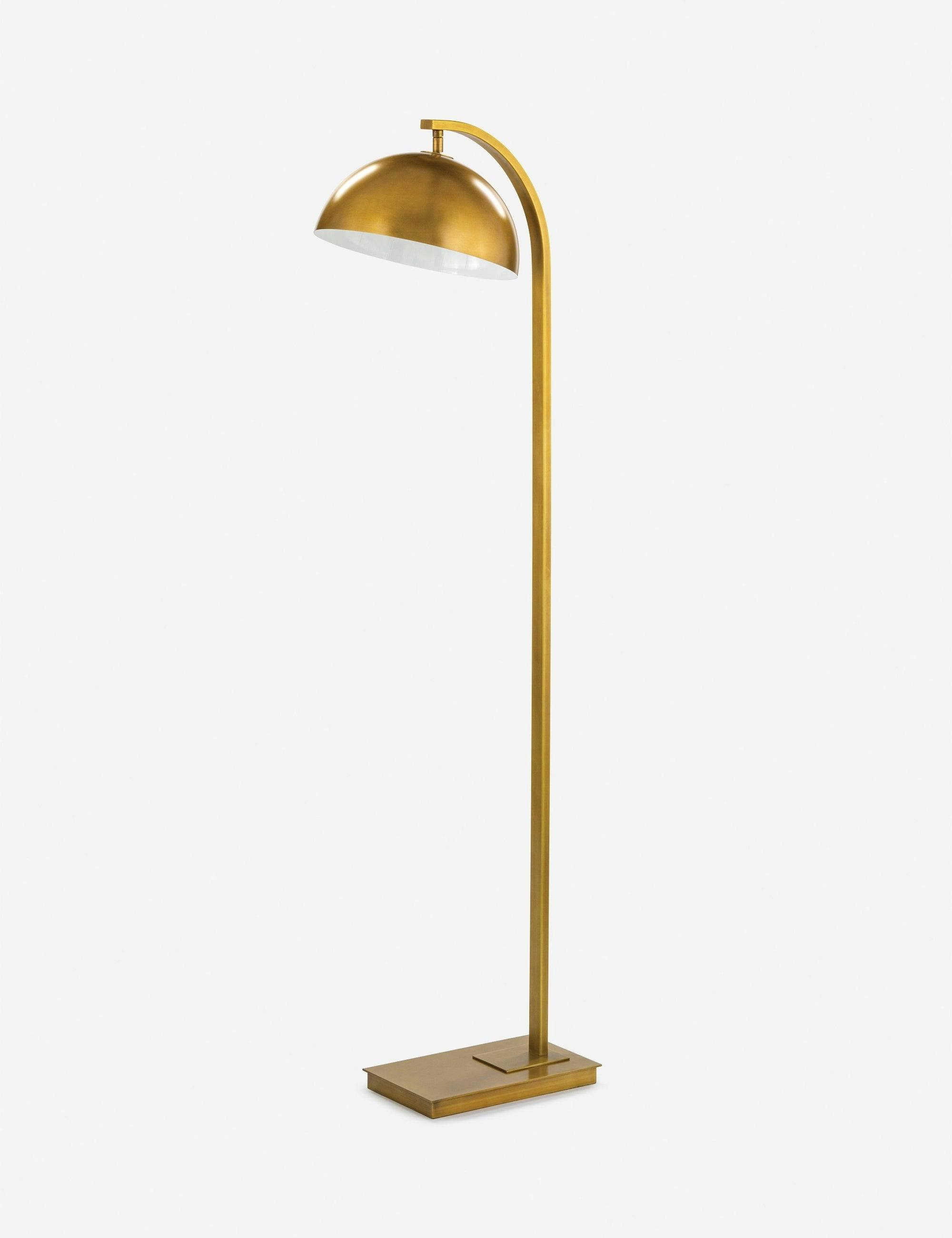 Otto Natural Brass Arc Floor Lamp with Adjustable Dome Shade