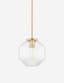 Aged Brass Globe Pendant Light with Pleated Clear Glass