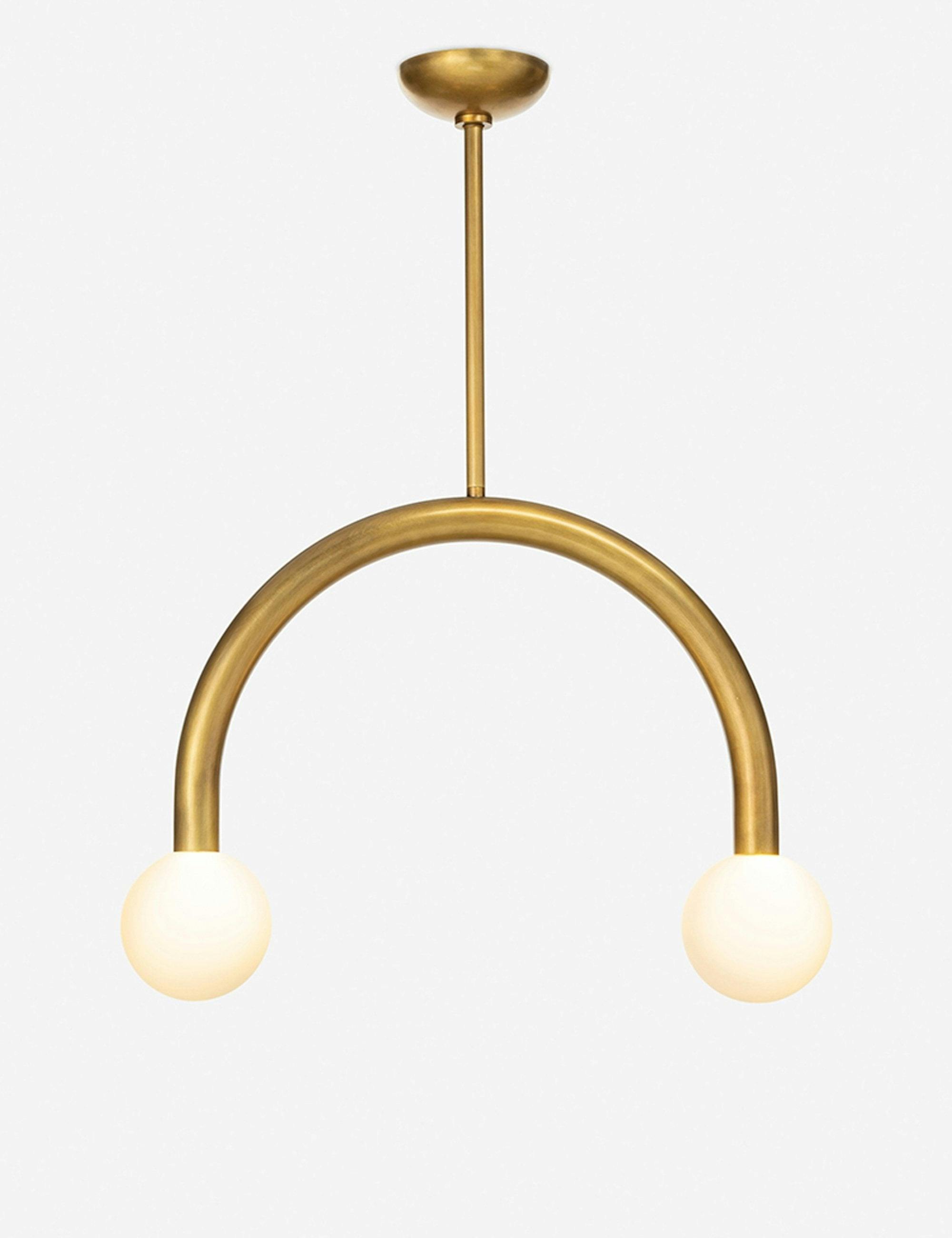 Natural Brass Dual-Globe LED Pendant Light with Clear Cord