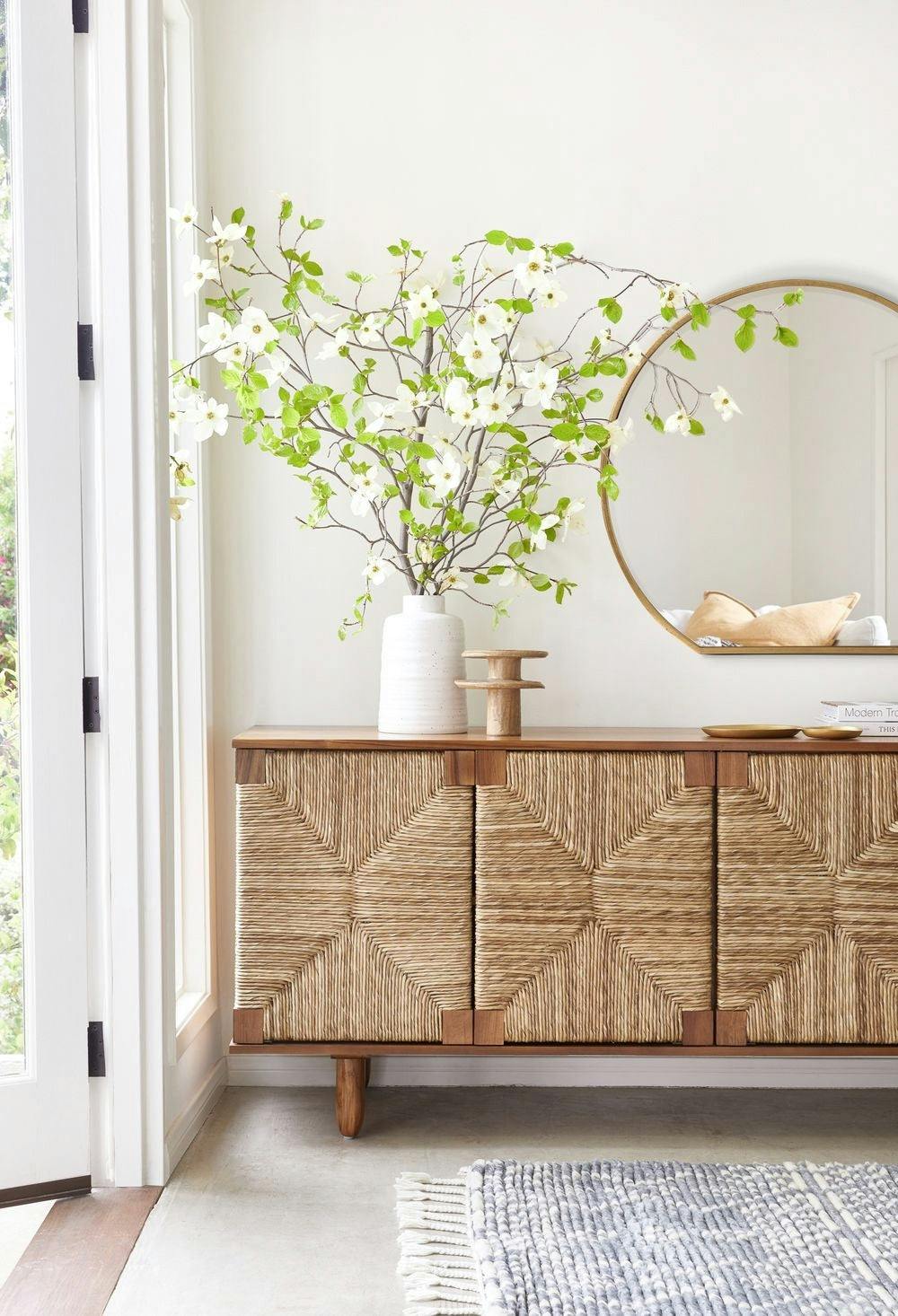 Sian Rush Seagrass and Teak Sideboard - Natural Finish
