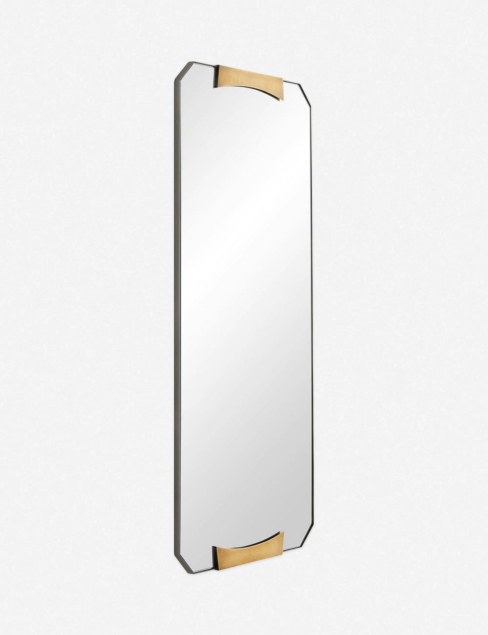 Kris Antique Brass Geometric Rectangular Mirror 48.5"