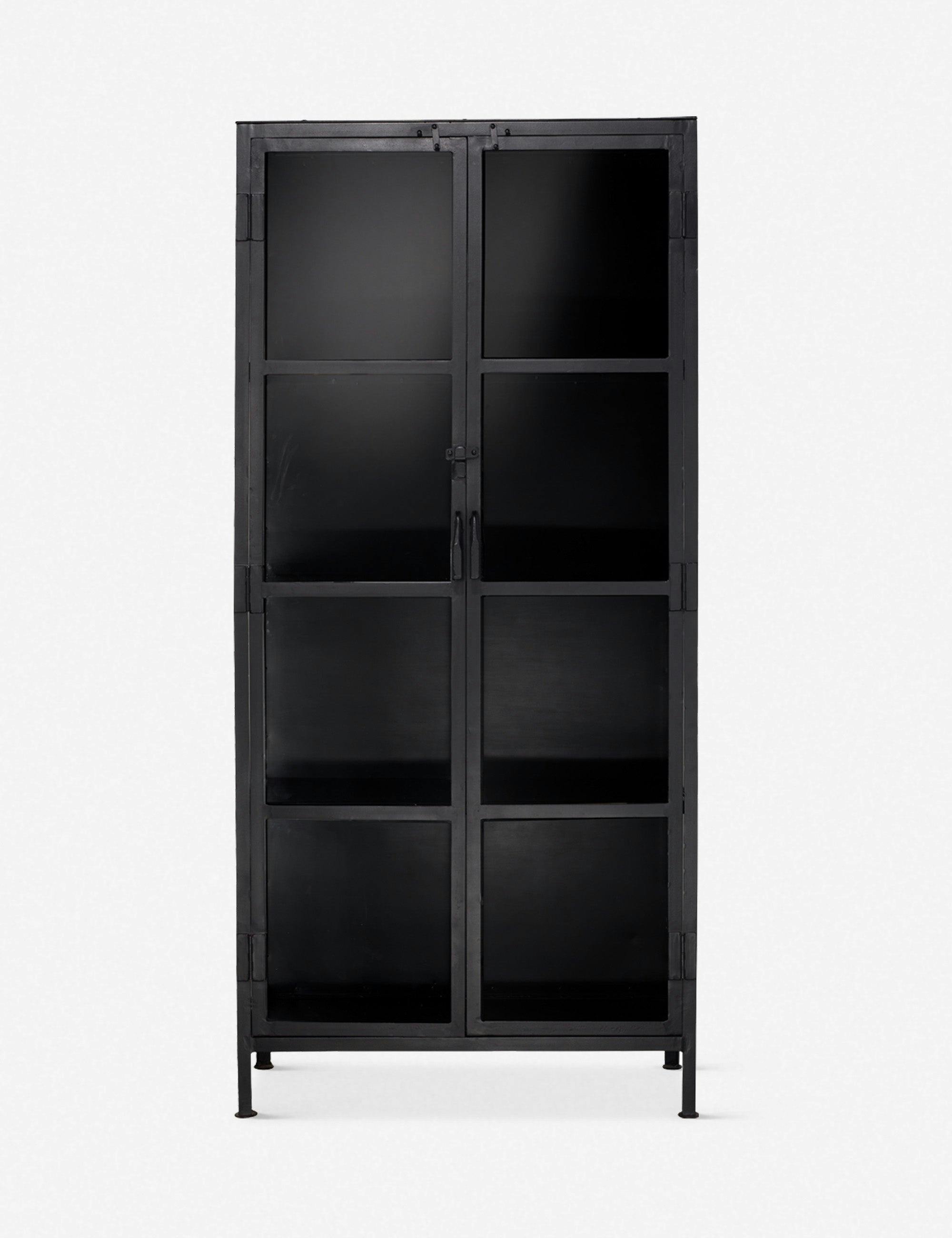 Sam Black Iron and Clear Glass Tall Curio Cabinet