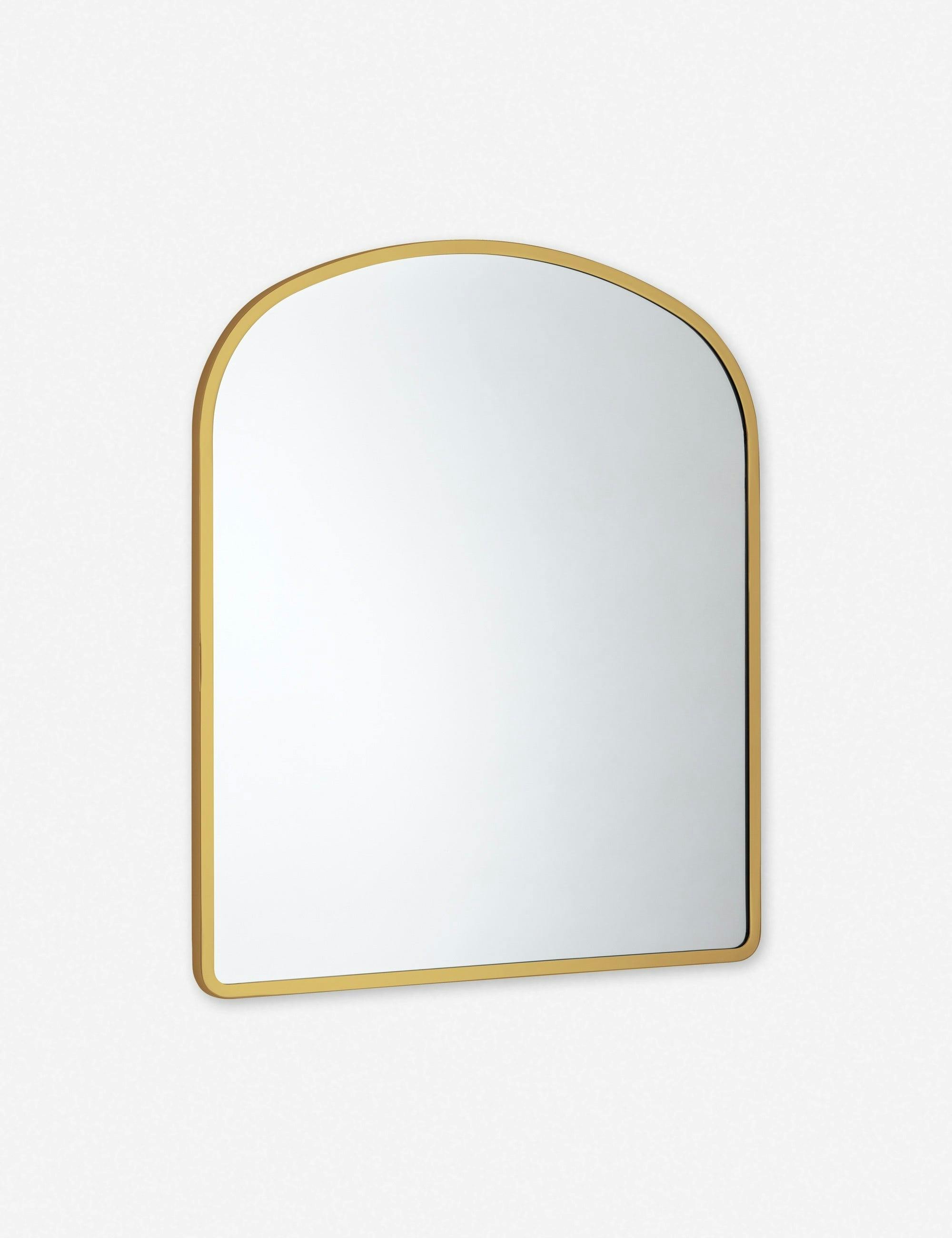 Arched Brass Frame Wall Mirror for Bathroom, Entryway, or Bedroom