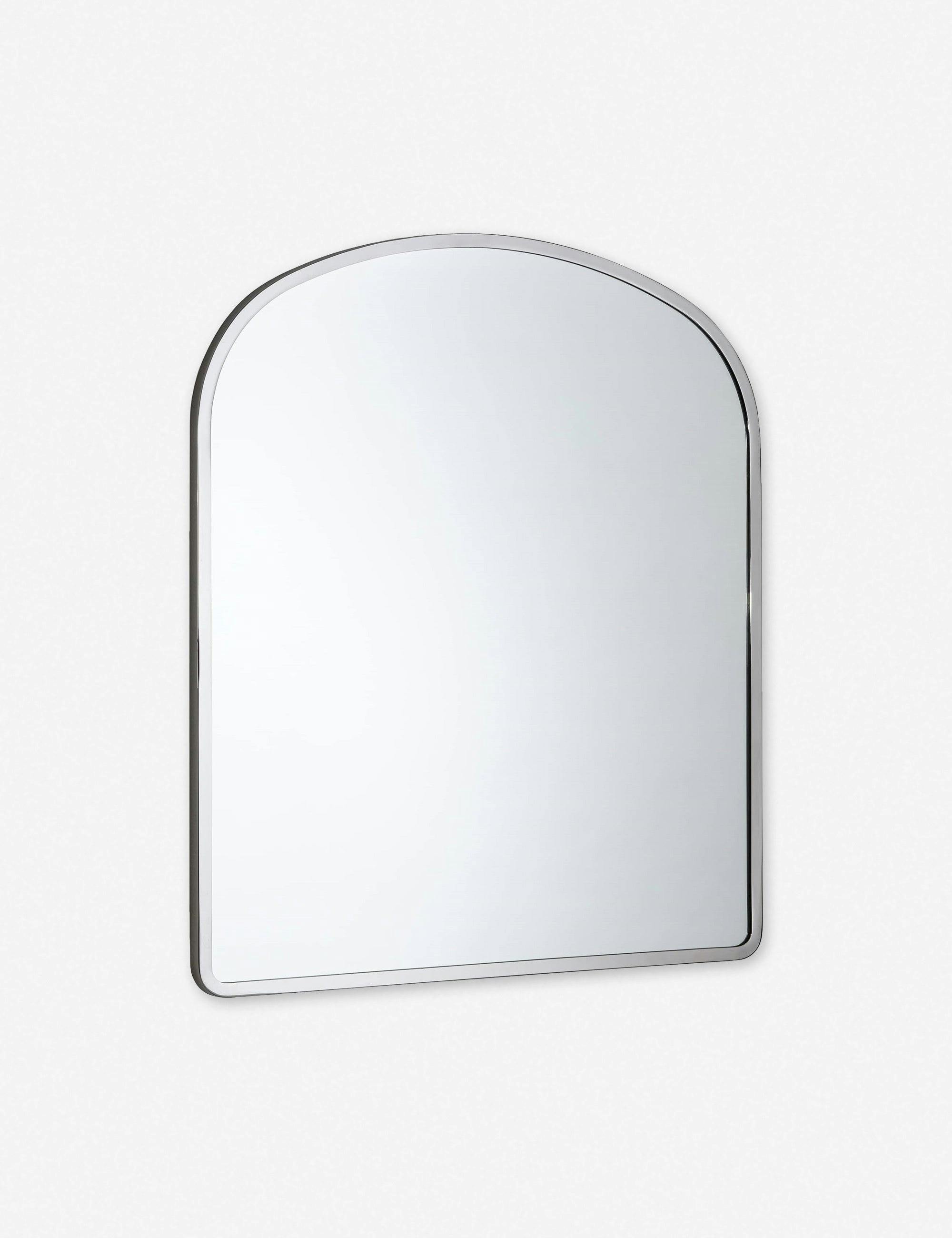 Polished Nickel Arched Dresser Mirror, 26" x 30"