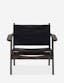 Sonoma Black Top-Grain Leather Sling Accent Chair with Burnished Wood Frame