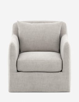 Cassandra Modern Stone Grey Cushion Slipcovered Outdoor Swivel Arm Chair