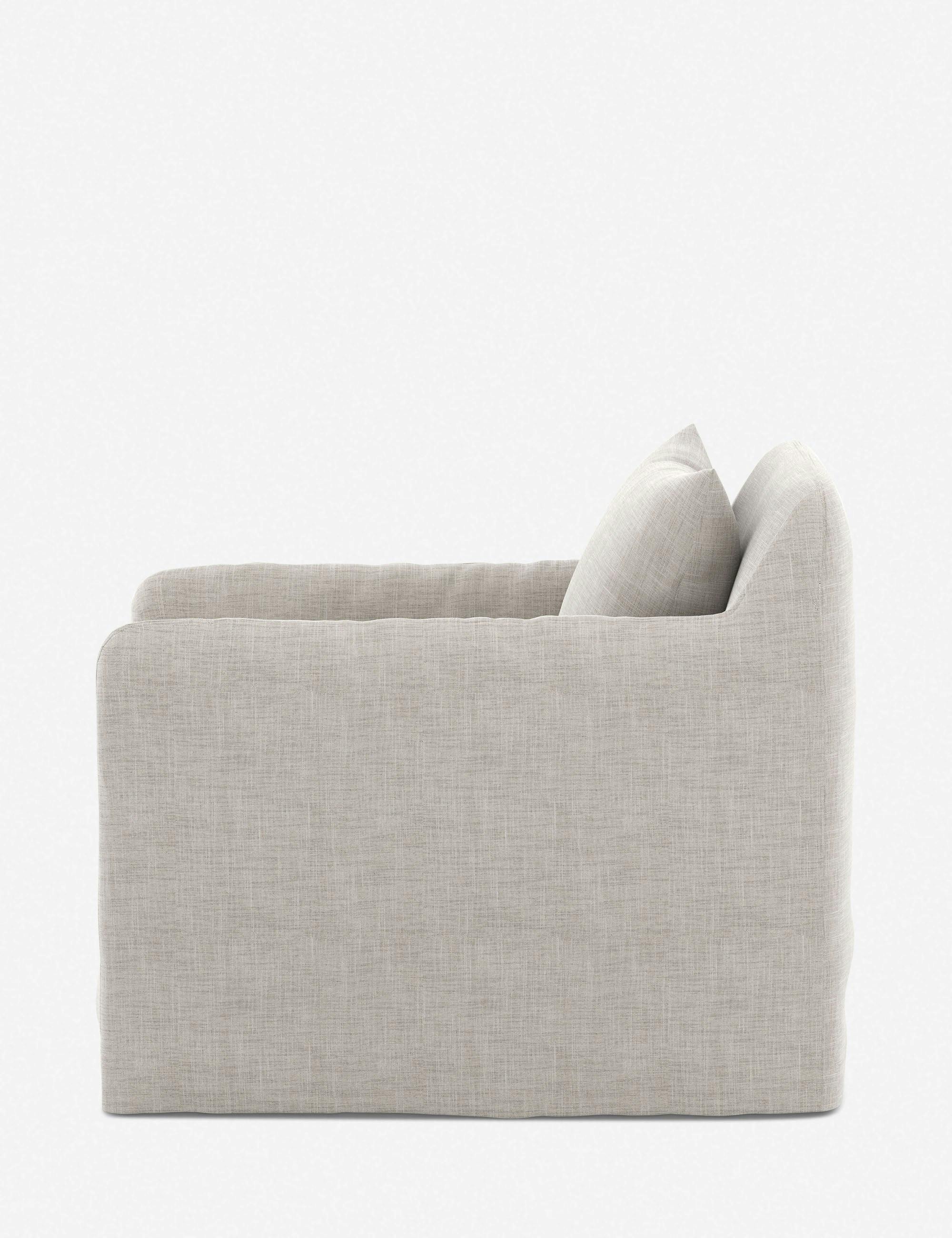 Cassandra Modern Stone Grey Cushion Slipcovered Outdoor Swivel Arm Chair