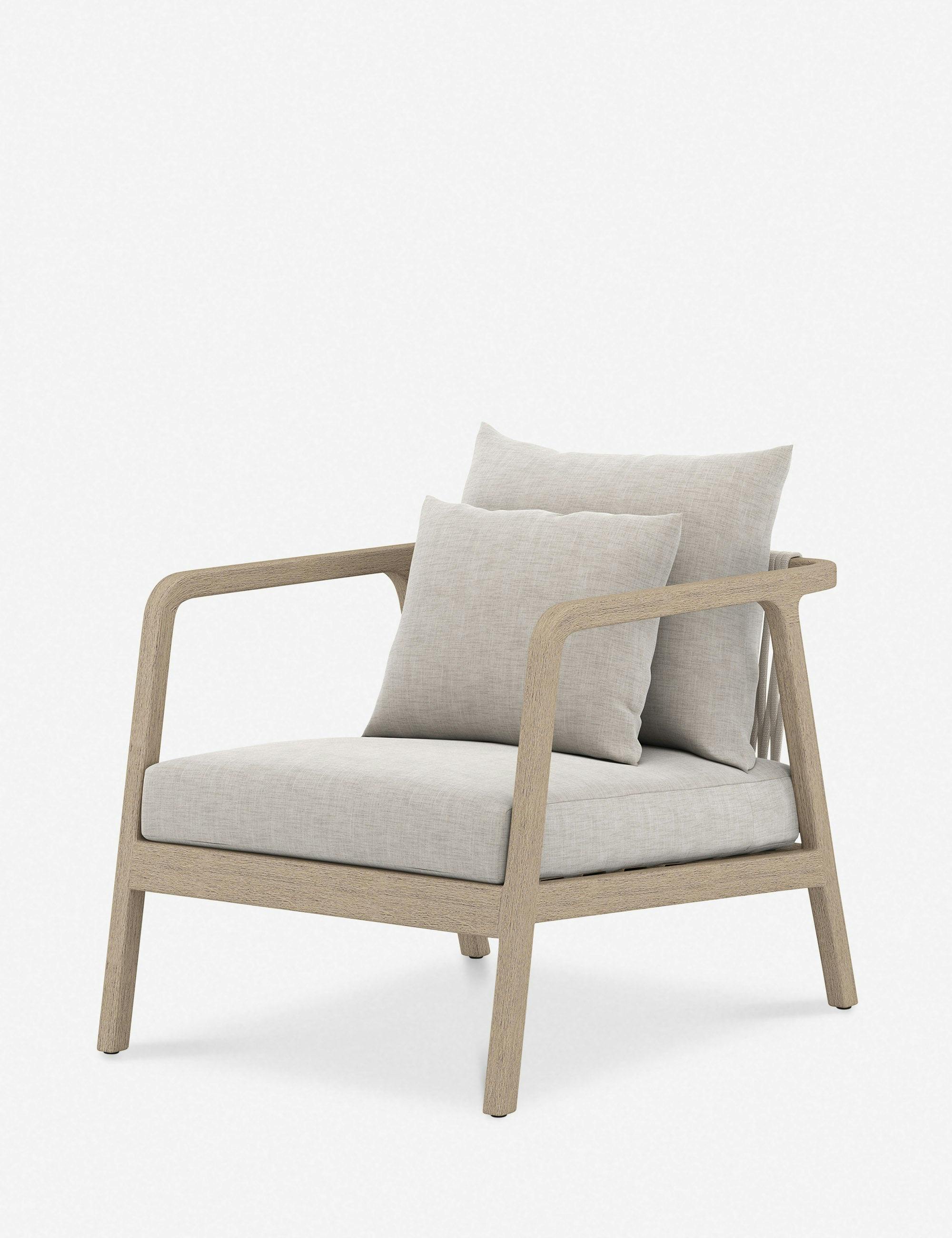Tirado Natural Teak Wood Light Grey Cushion Outdoor Accent Chair