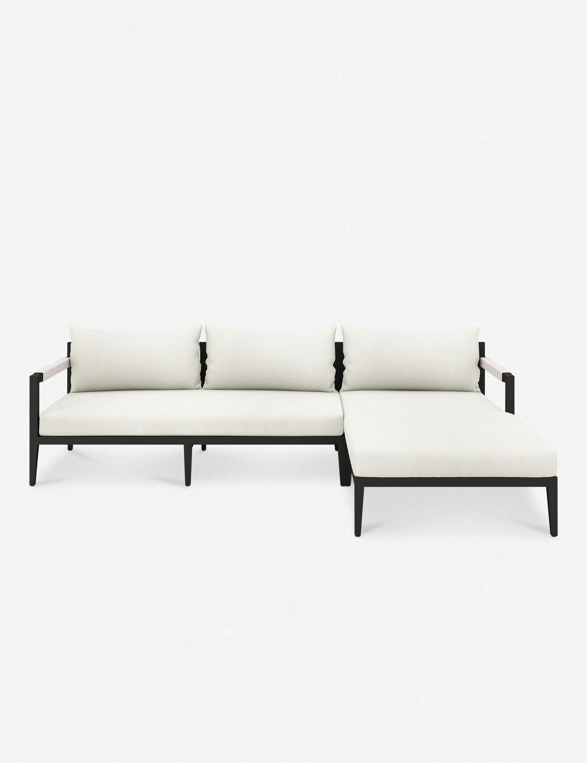 Cadenza Indoor / Outdoor Metal Sectional Sofa - Bronze/Ivory / Right-Facing