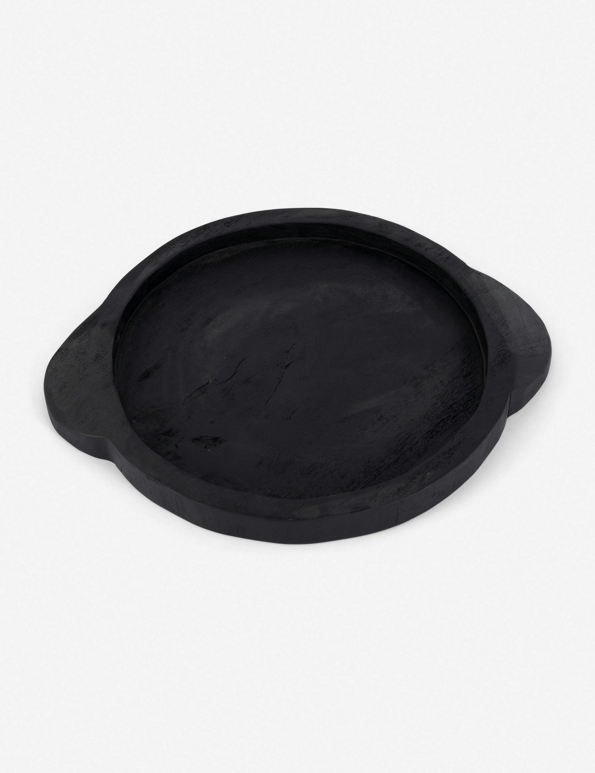 Lylah Carbonized Black Round Solid Wood Tray