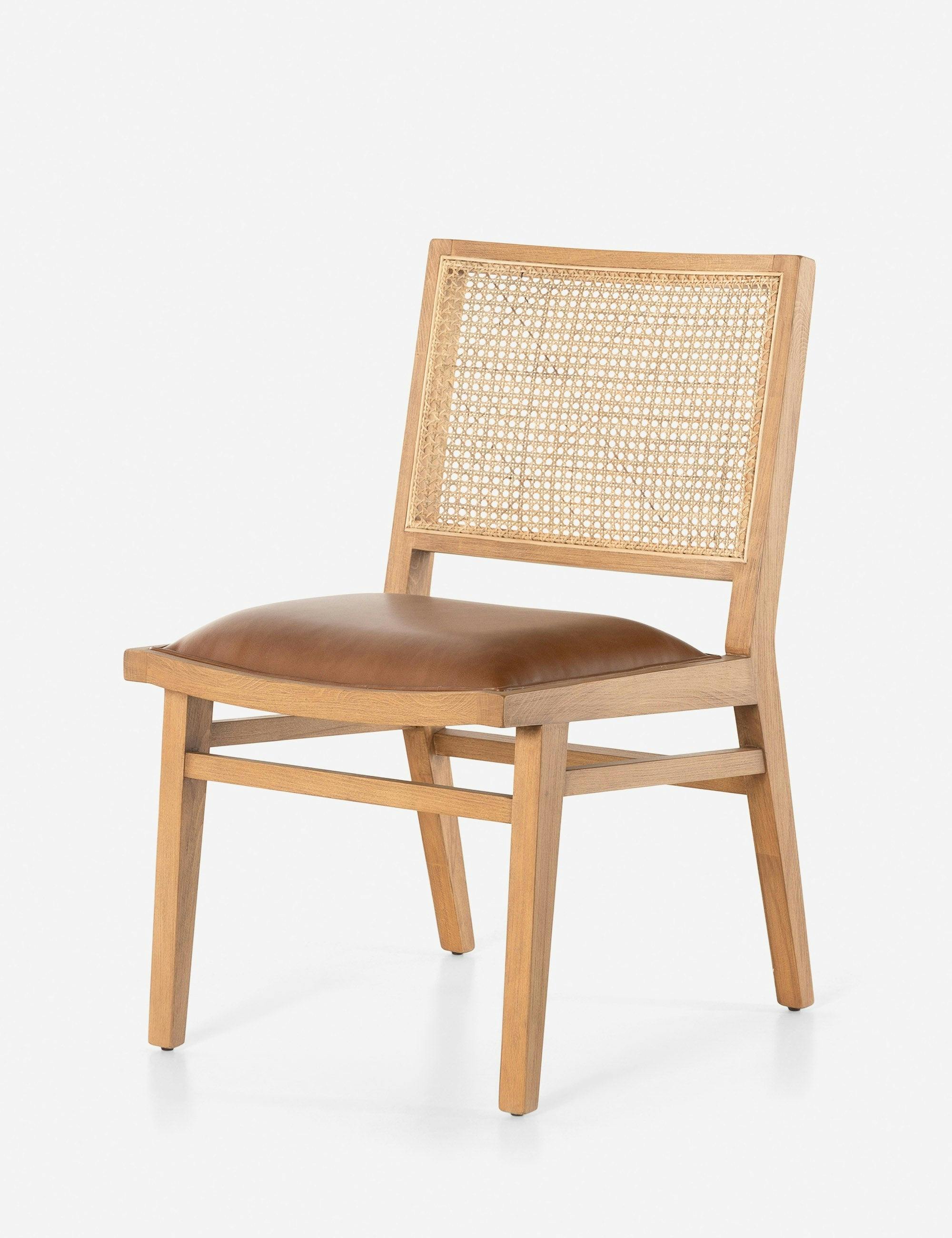 Archie Sierra Butterscotch Leather and Cane Dining Chair