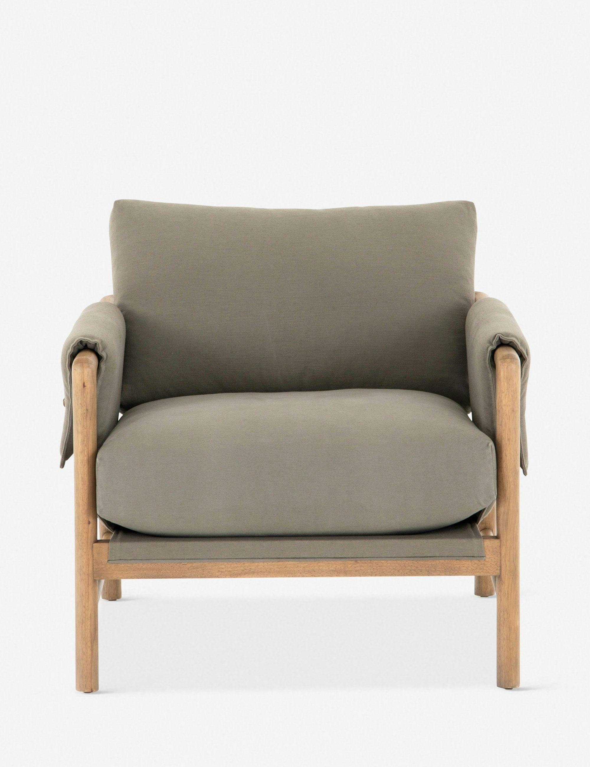 Francis Grey Upholstered Brown Wood Accent Chair