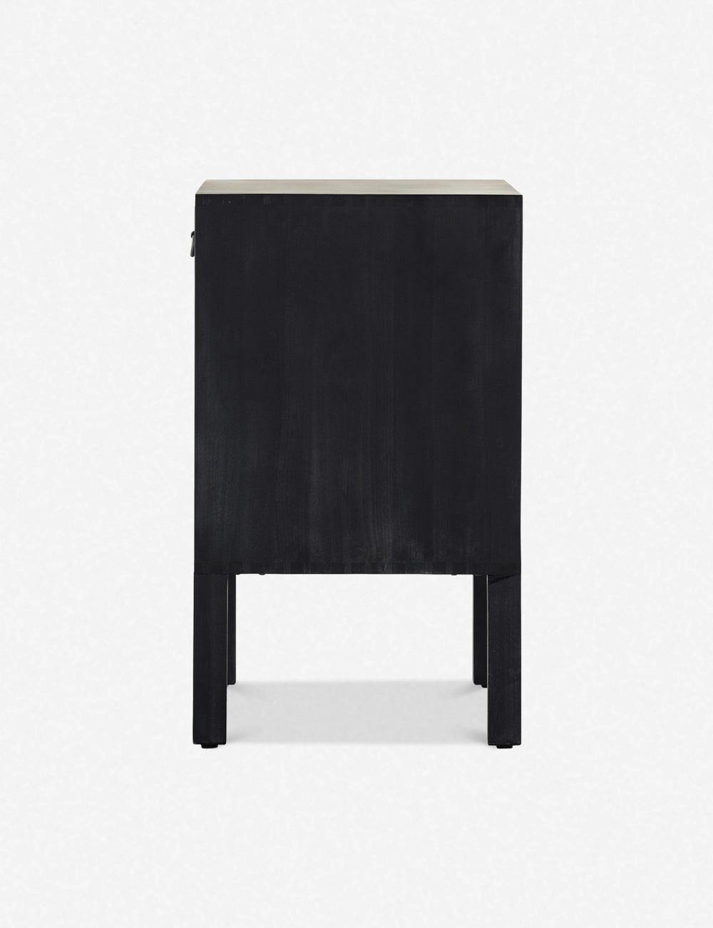 Modern Black Poplar Bar Cabinet with Leather Pulls