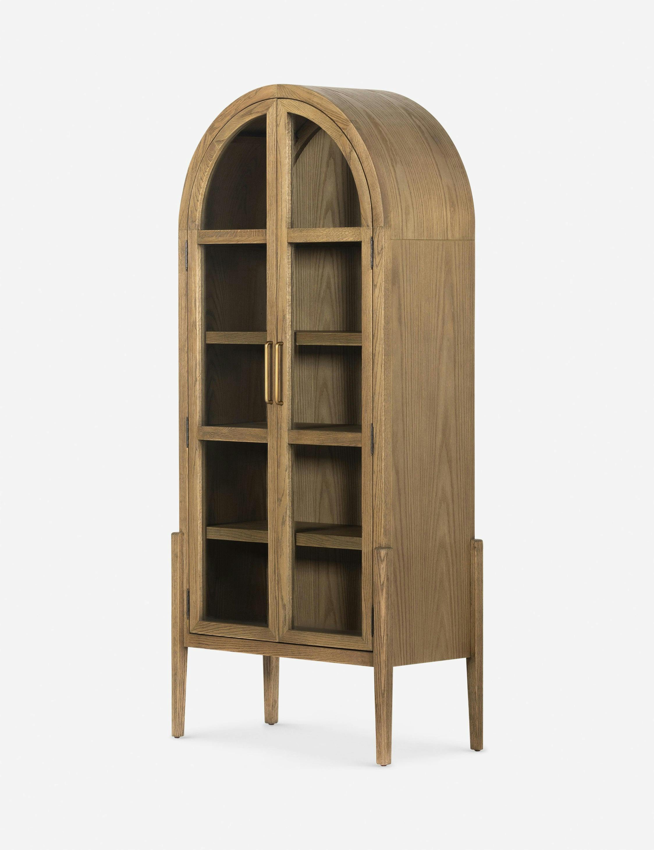 Apolline Natural Oak Wood 2-Door Arched Curio Cabinet