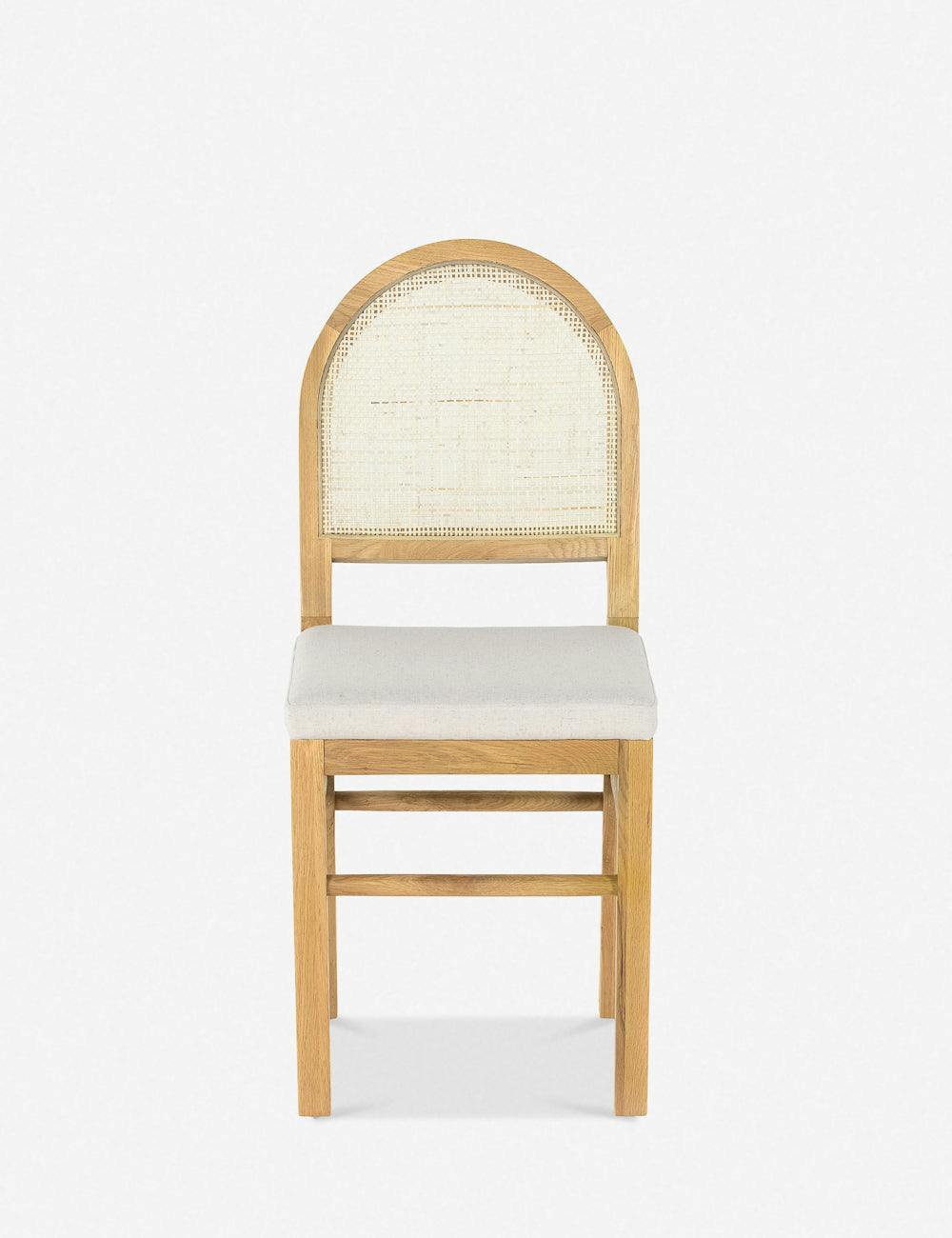 Honey Oak & White Cane Upholstered Dining Chair