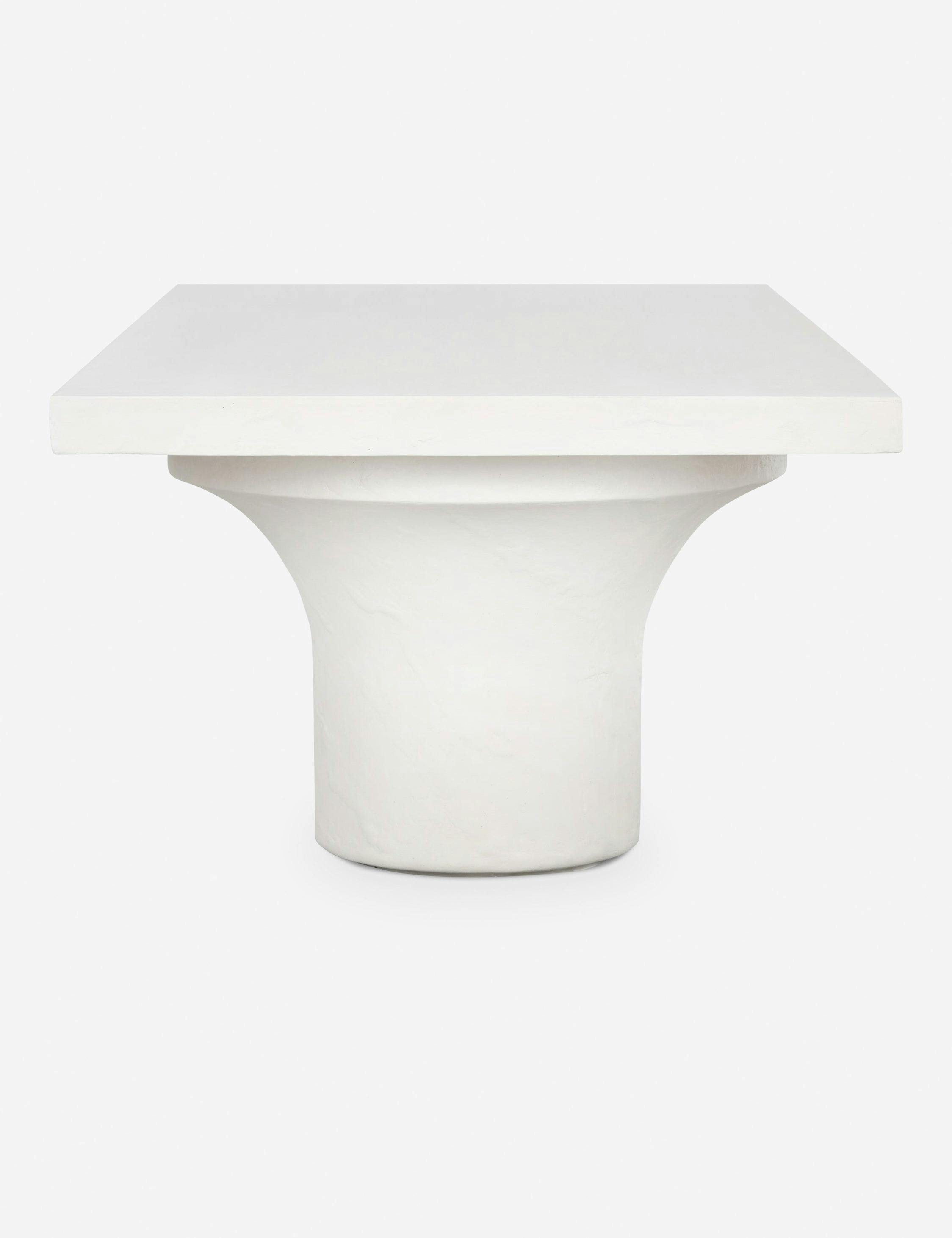 Monolithic Adobe-Inspired White Concrete Rectangular Coffee Table